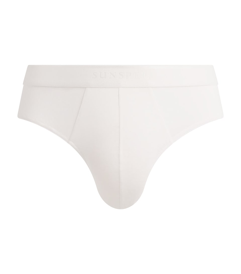 Sunspel Mens Tencel-Blend Stretch Briefs Whaa White