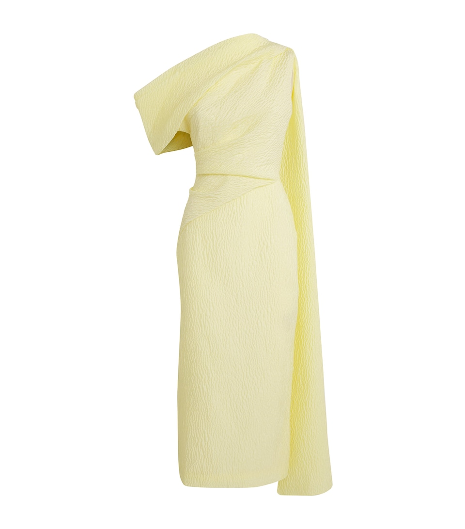 Roksanda Womens Cloqué One-Shoulder Maite Midi Dress Limoncello