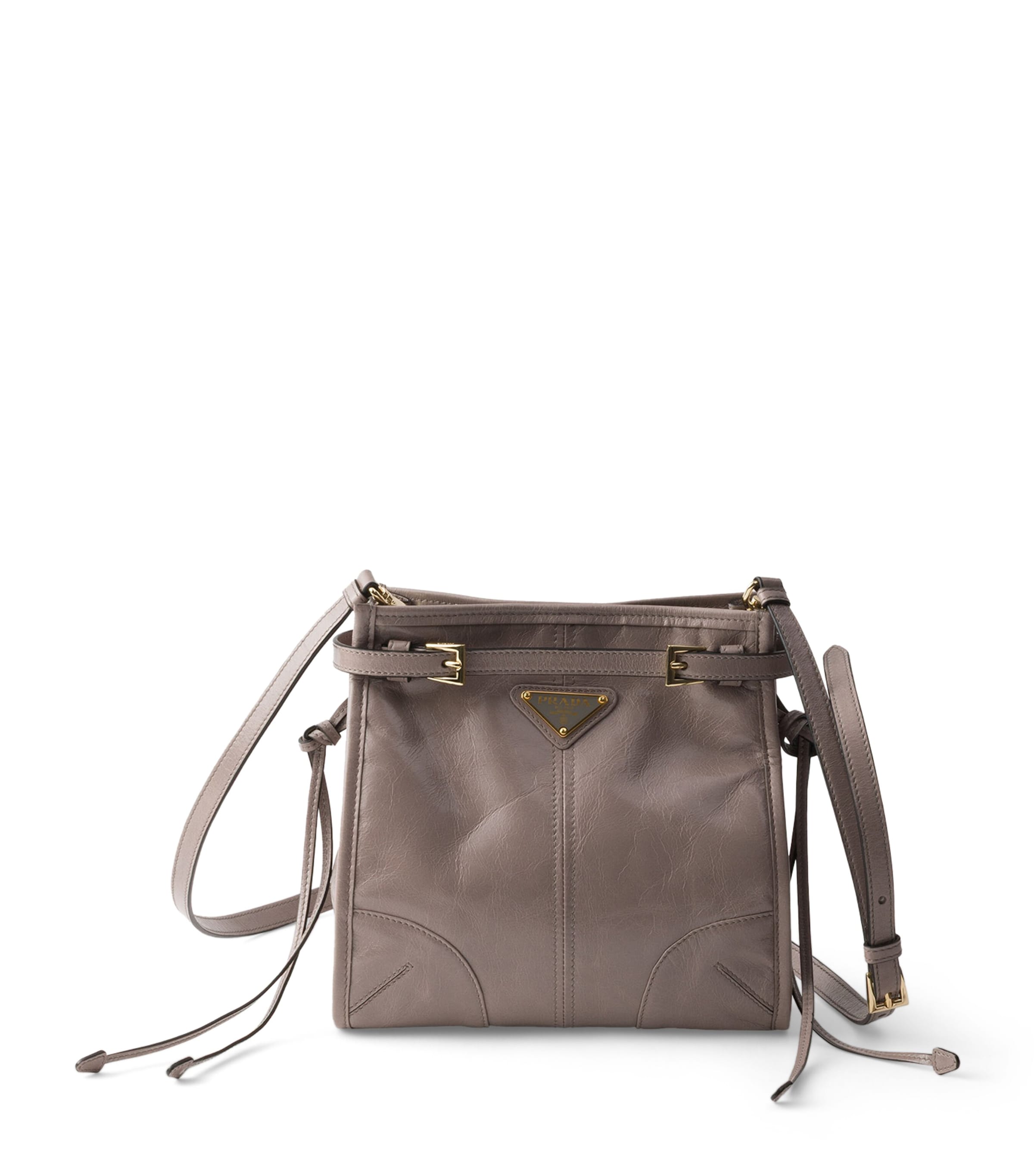 Prada Mini Leather Bonnie Shoulder Bag Grey