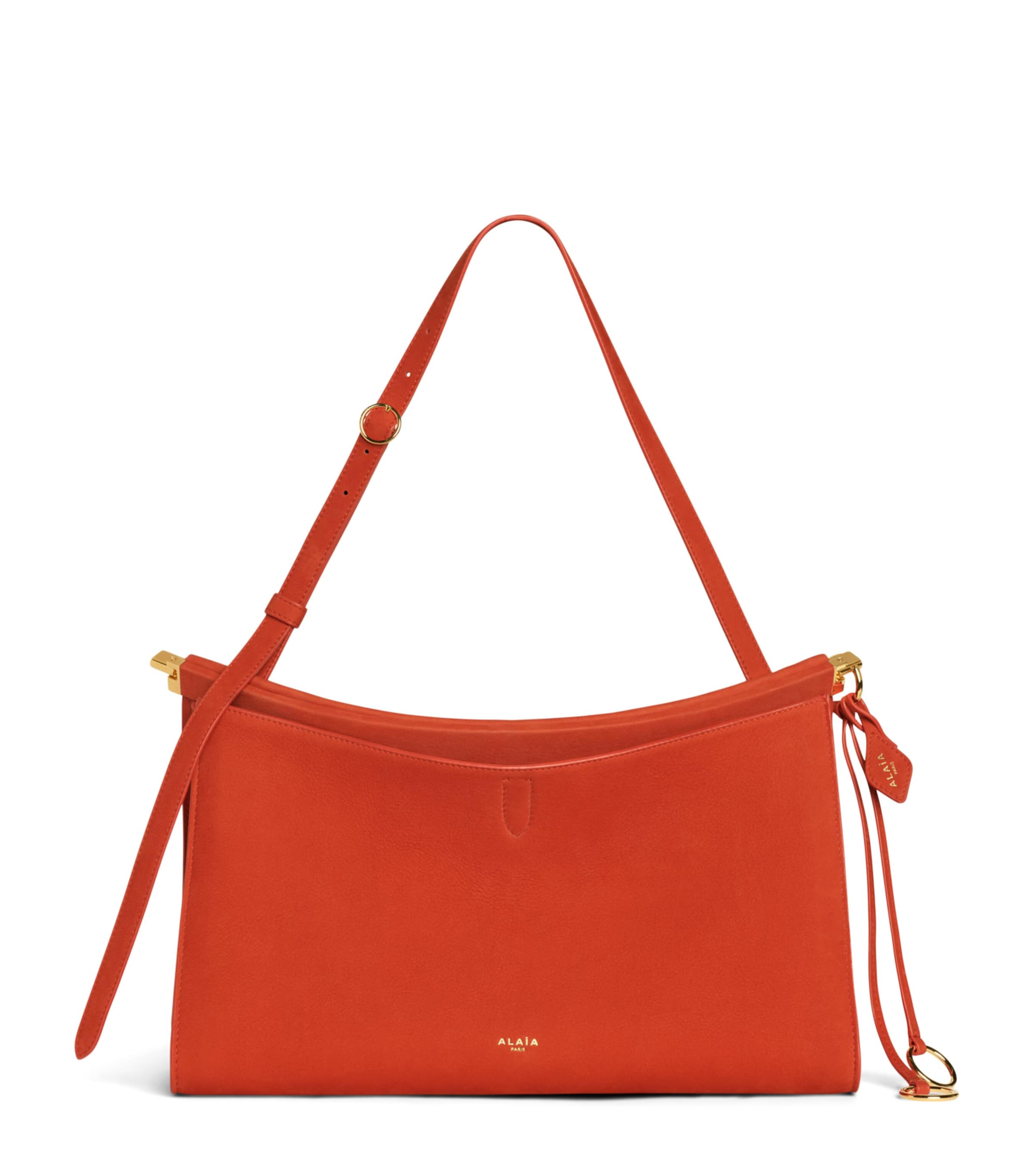 Alaïa Womens Leather Le Click Pocket 35 Shoulder Bag Orange Brule