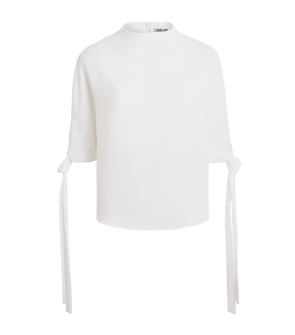 Edeline Lee Womens Georgette Pedernal Blouse Ivory