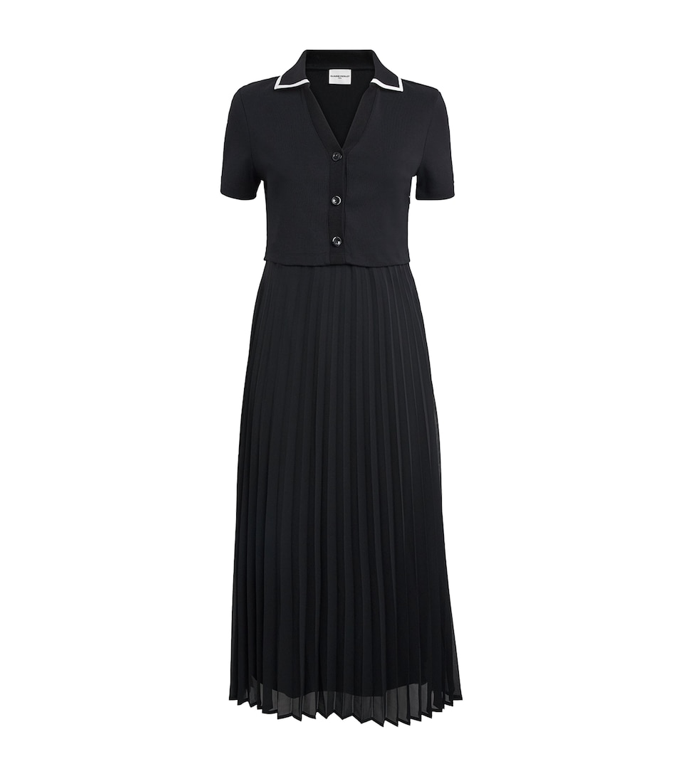 Claudie Pierlot Womens Knitted Pleated Midi Dress Black