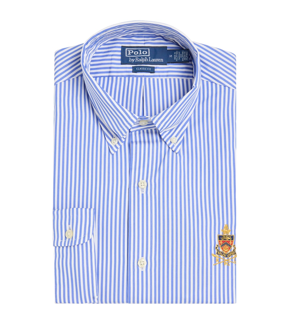 Cotton Poplin Stripe Crest Shirt
