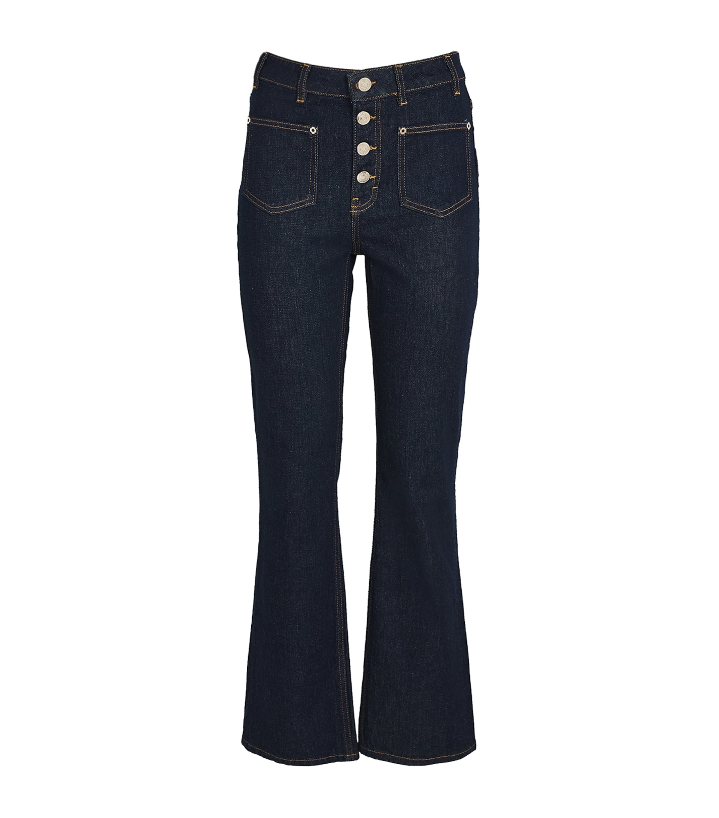Patch-Pockets Straight-Leg Jeans