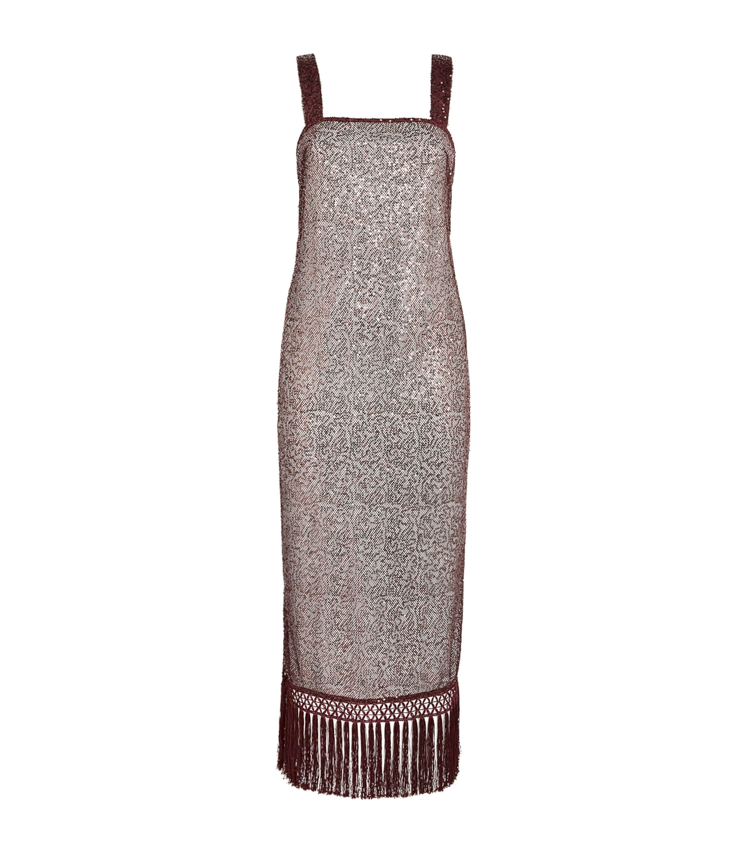 Taller Marmo Womens Sequin Mazara Midi Dress Mahogany