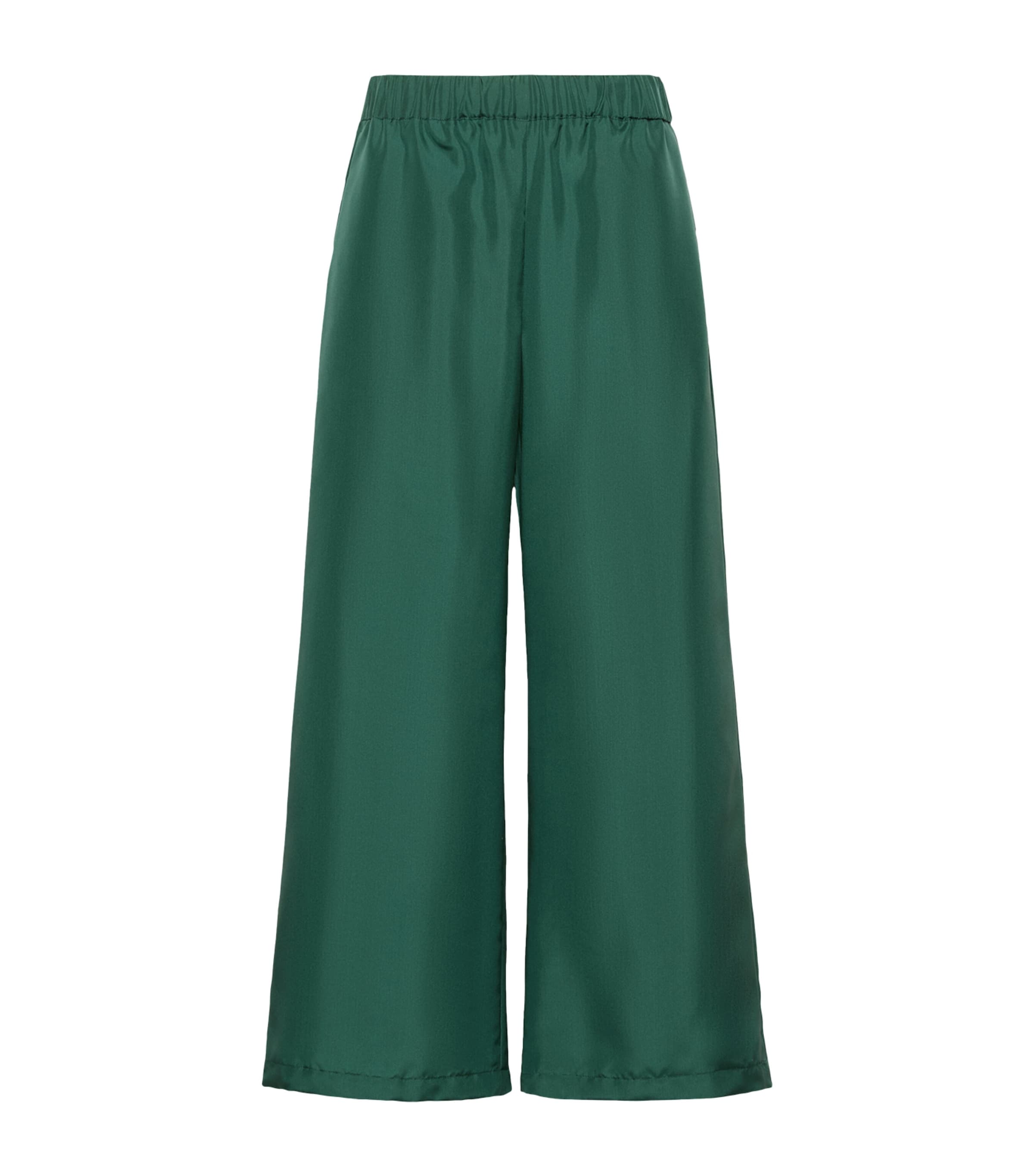 Weekend Max Mara Womens Silk Wide-Leg Trousers Dark Green