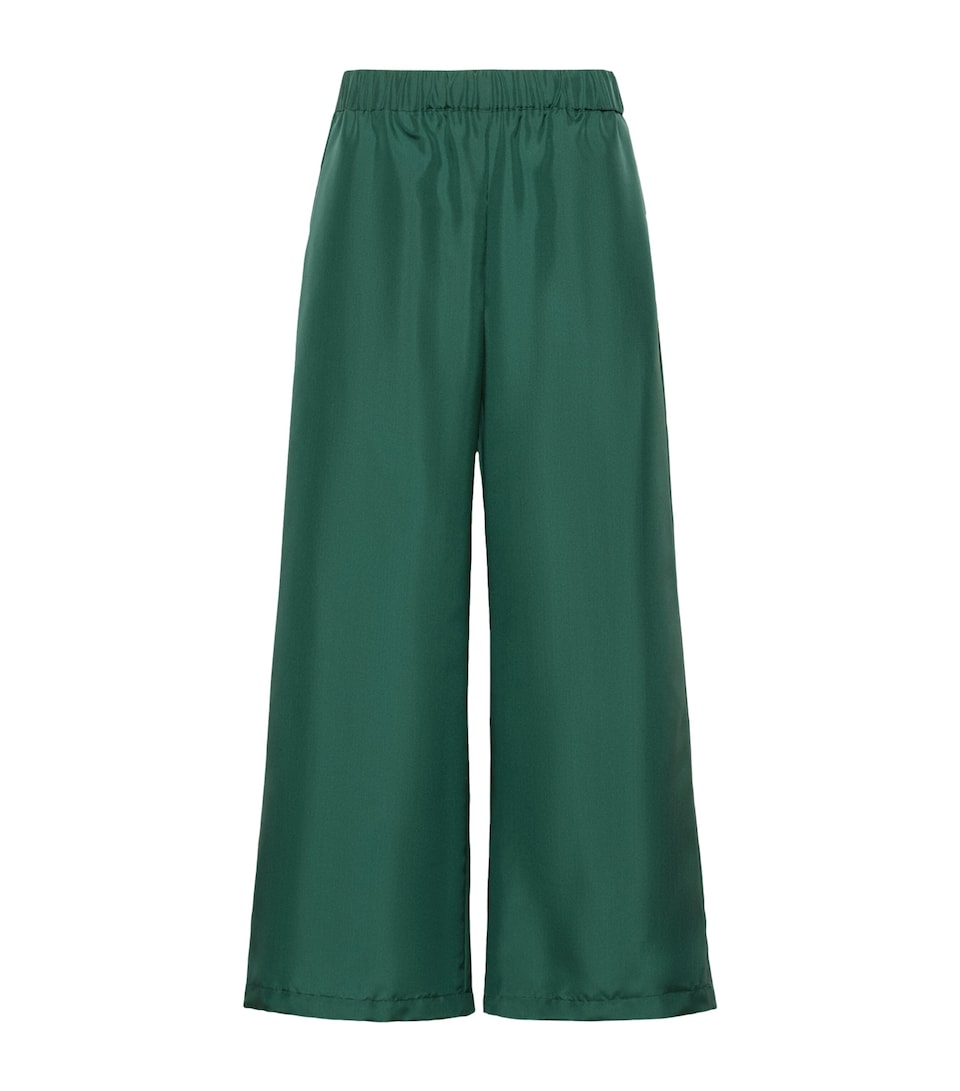 Weekend Max Mara Womens Silk Wide-Leg Trousers Dark Green