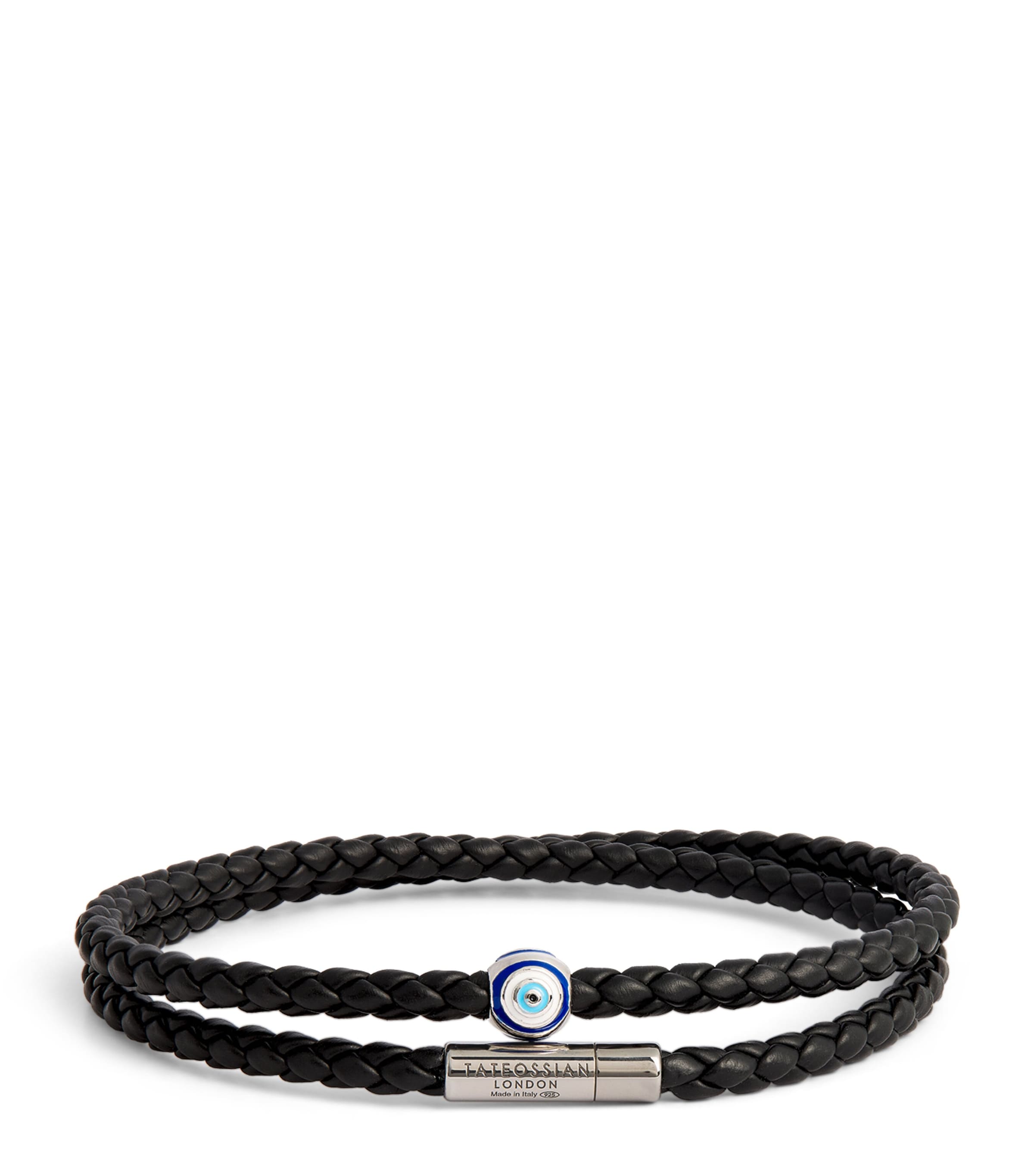 Tateossian Recycled Corn Cable Evil Eye Bracelet Black