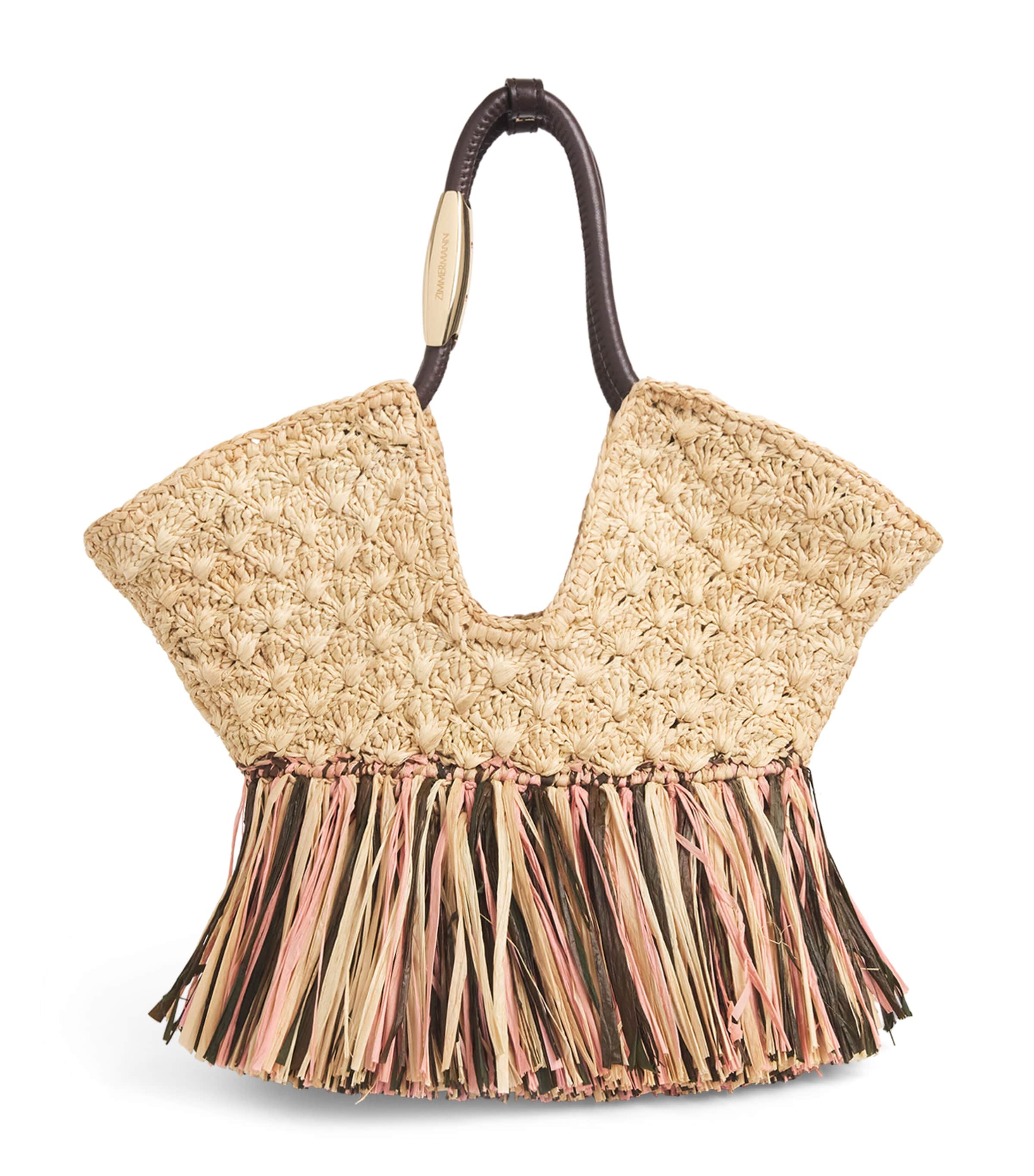 Raffia Fringed Goldentime Tote Bag