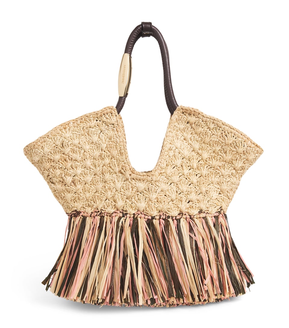 Raffia Fringed Goldentime Tote Bag