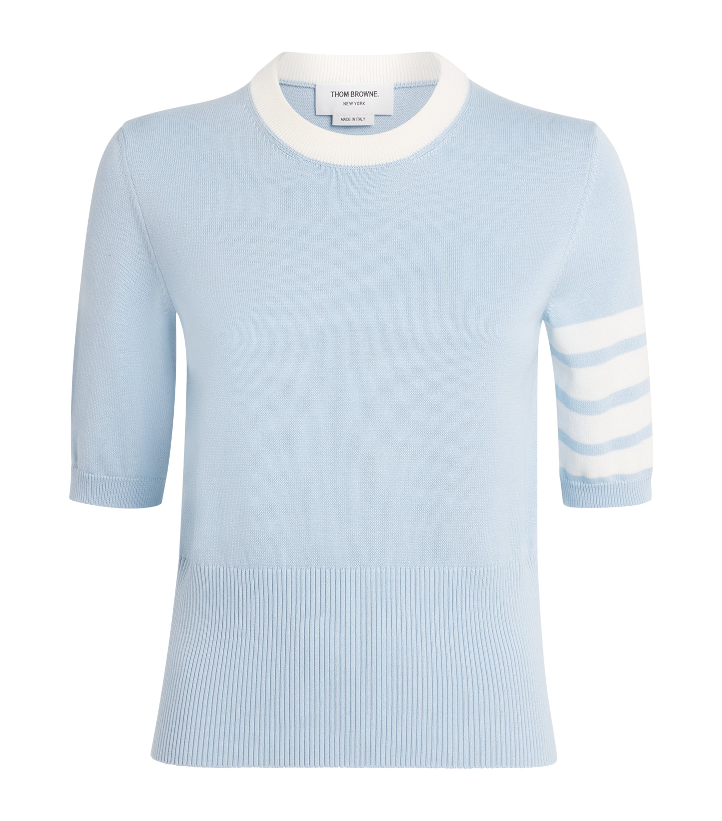 Thom Browne Womens Cotton Hector Intarsia T-Shirt Light Blu
