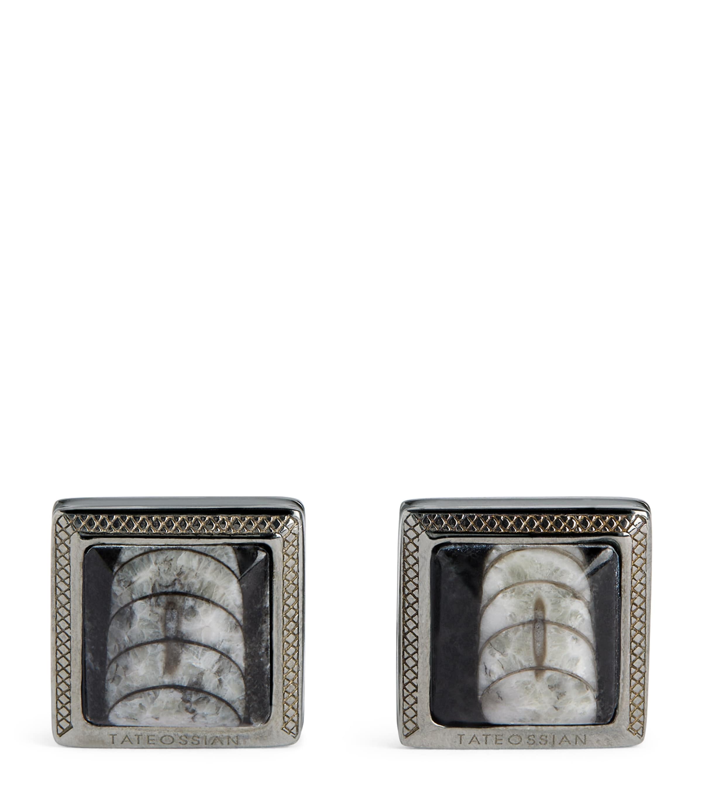 Square Engraved Enamel Cufflinks