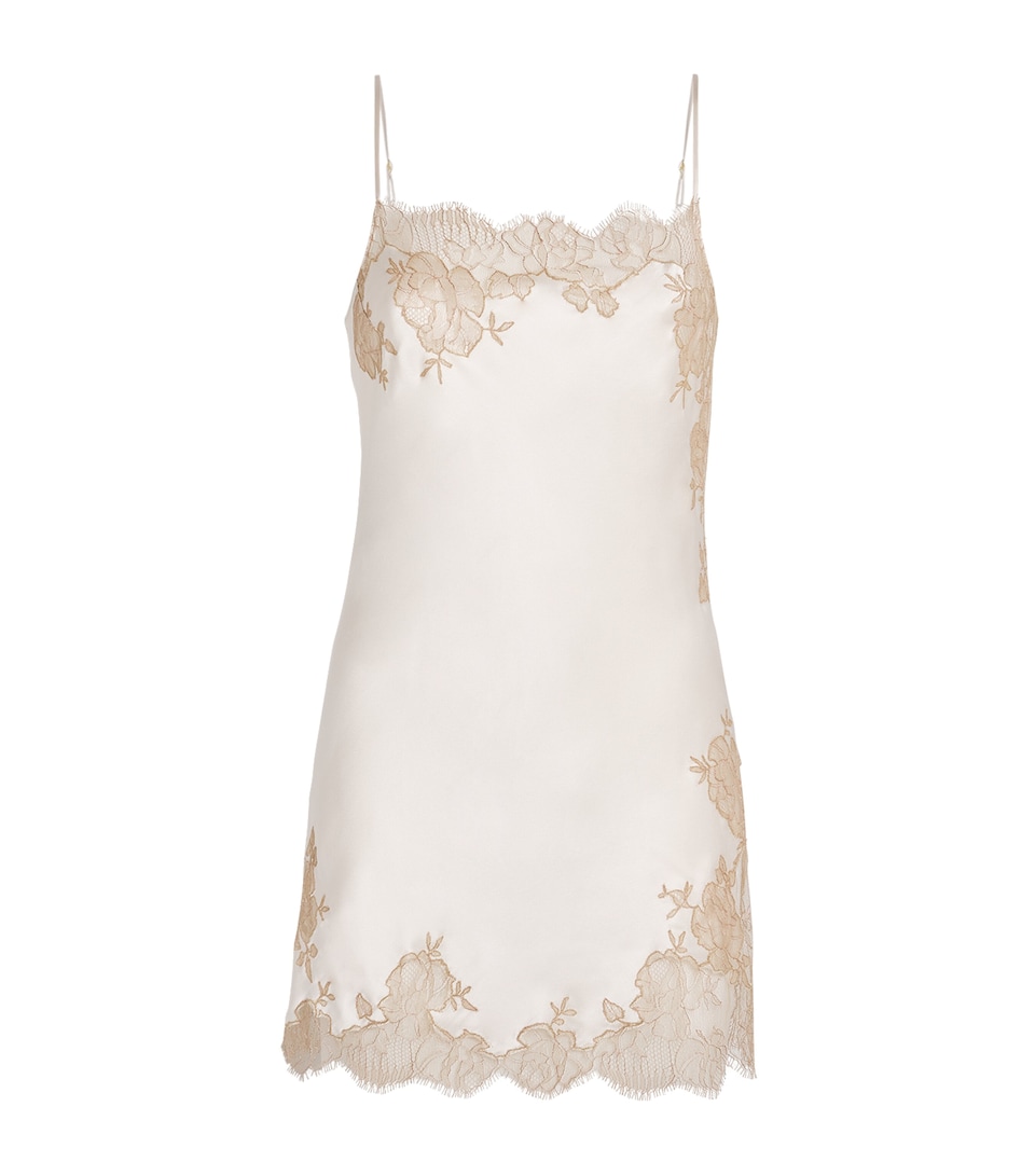 Silk Lace-Trim Short Slip Dress