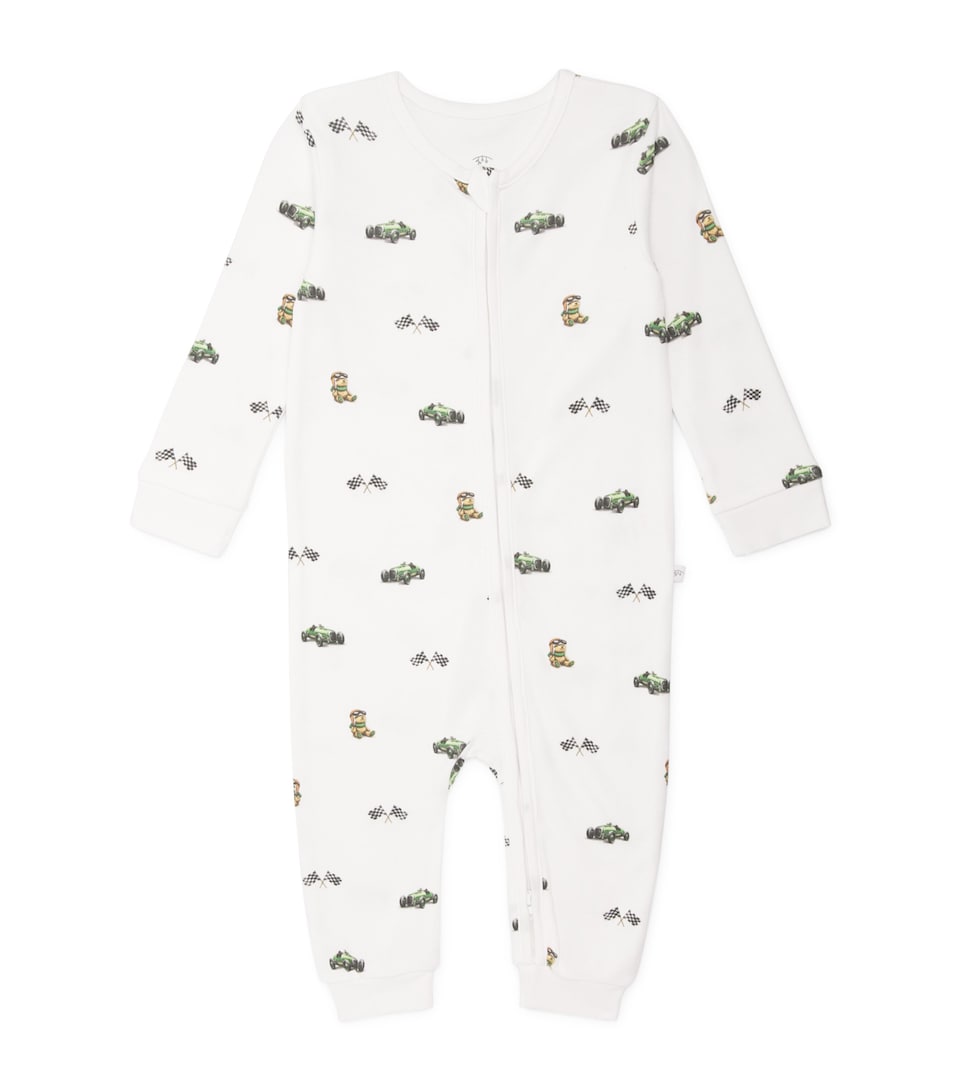 Rosa & Blue Bamboo-Organic Cotton Printed All-In-One (9-12 Months) White