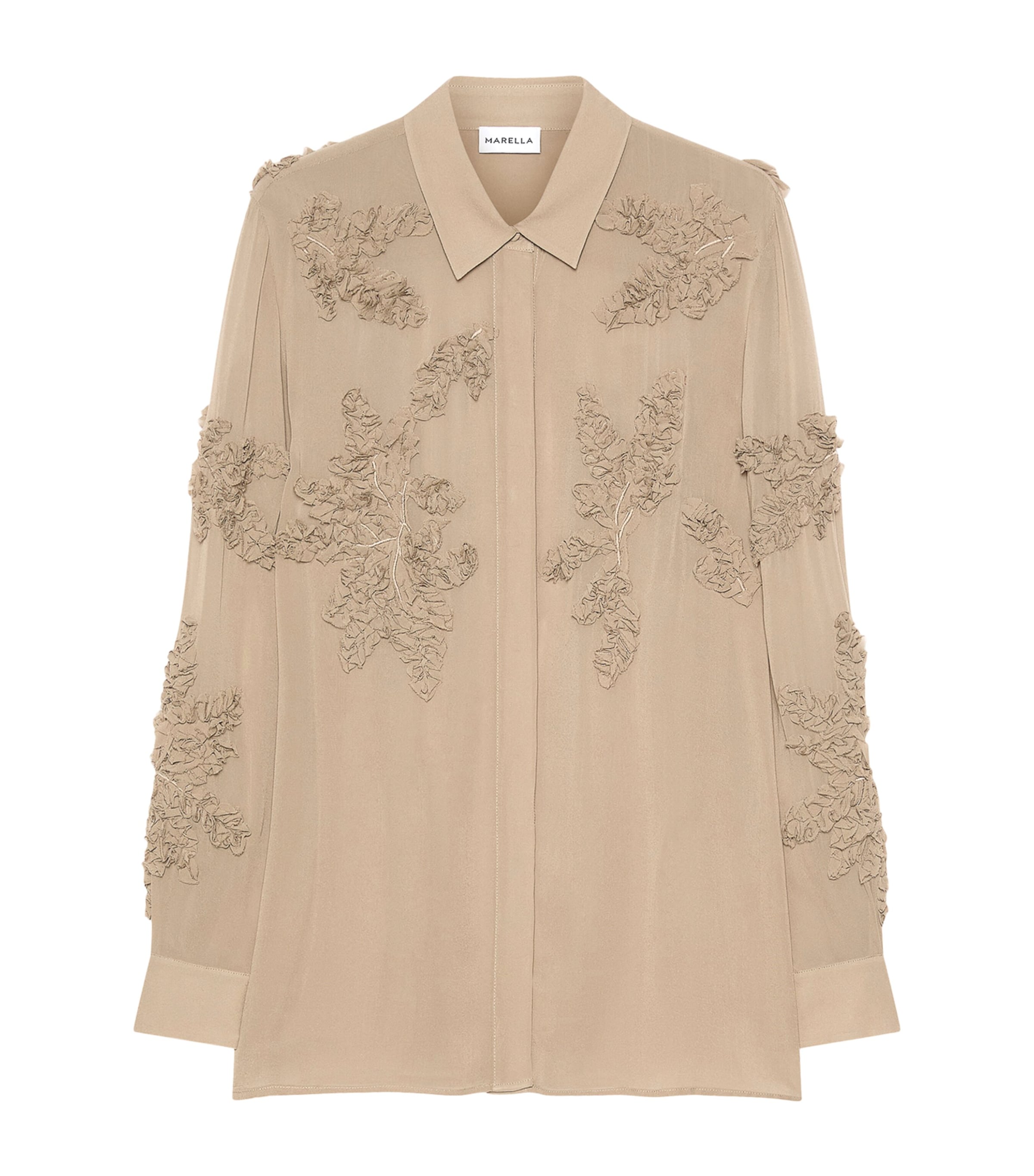 Marella Womens Ruffle-Trim Shirt Oregano