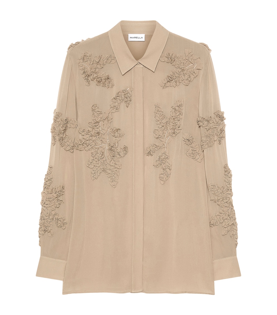 Marella Womens Ruffle-Trim Shirt Oregano