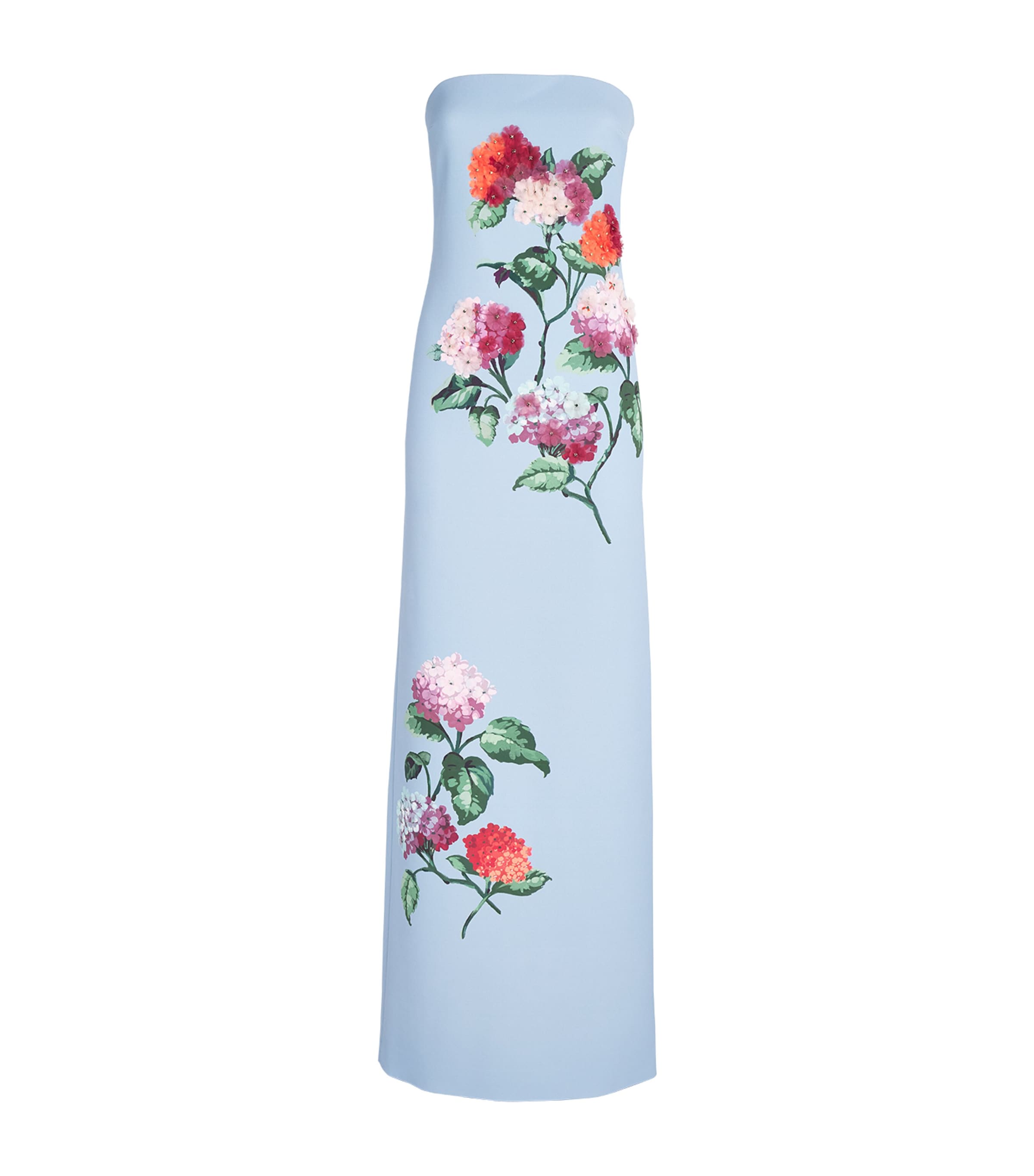 Carolina Herrera Womens Hydrangea Print Column Gown Cloudy Blue Mul