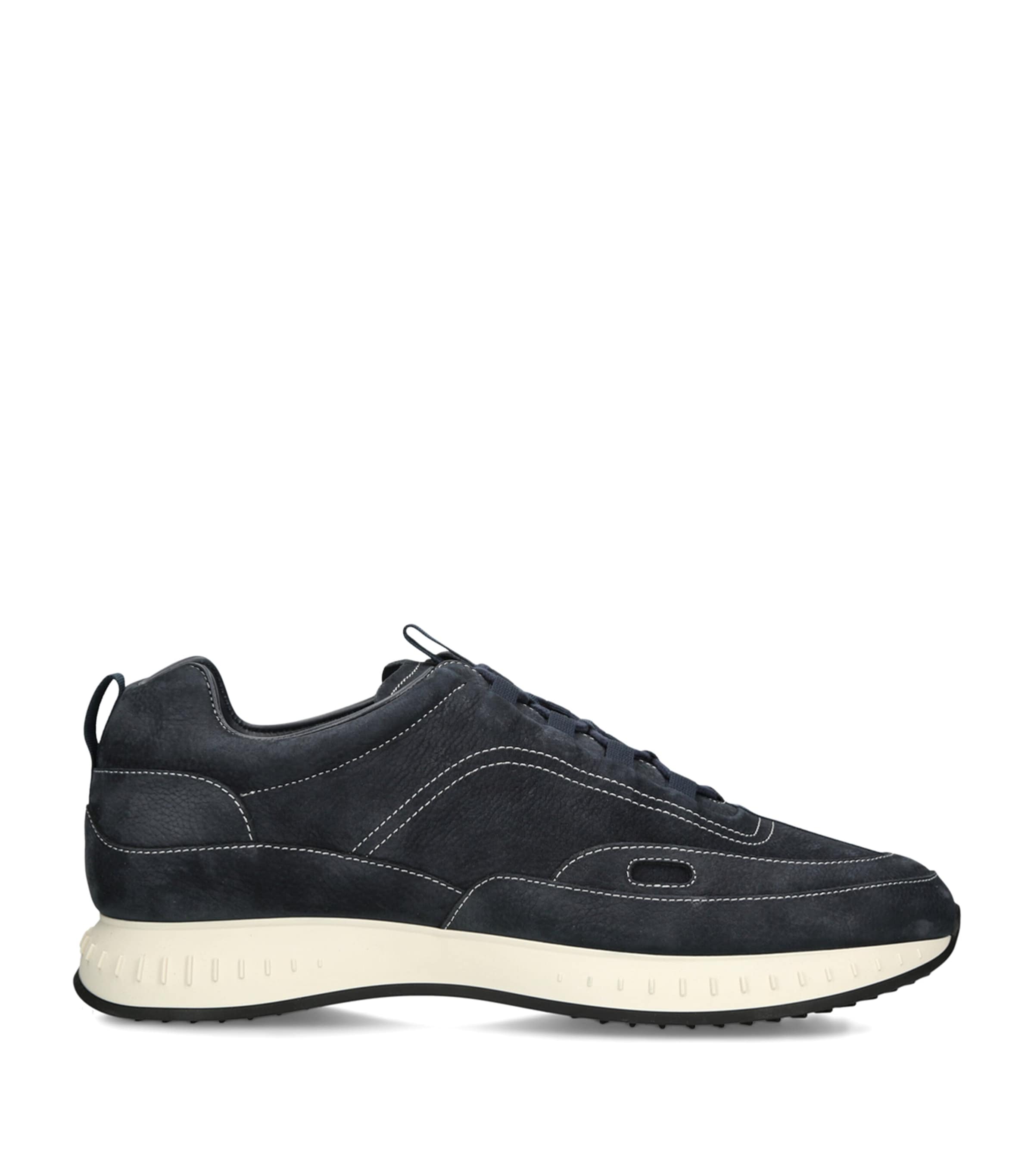 John Lobb Nubuck Leather Stream Elastic Sneakers Navy