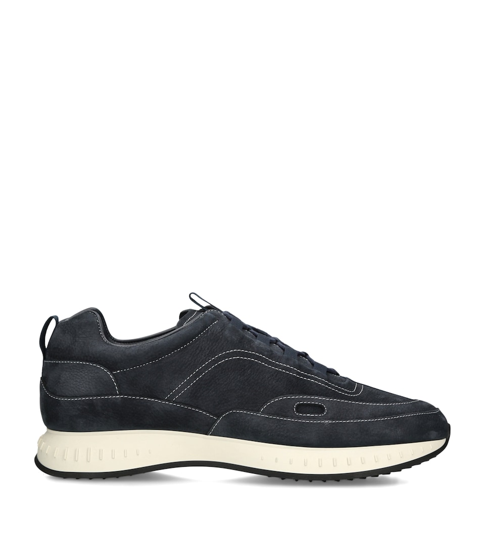 John Lobb Nubuck Leather Stream Elastic Sneakers Navy