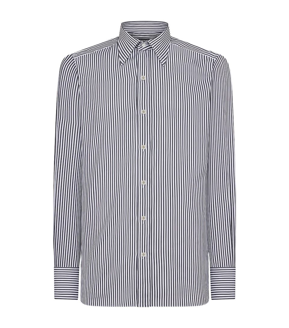 Cotton-Silk Ladder Stripe Shirt