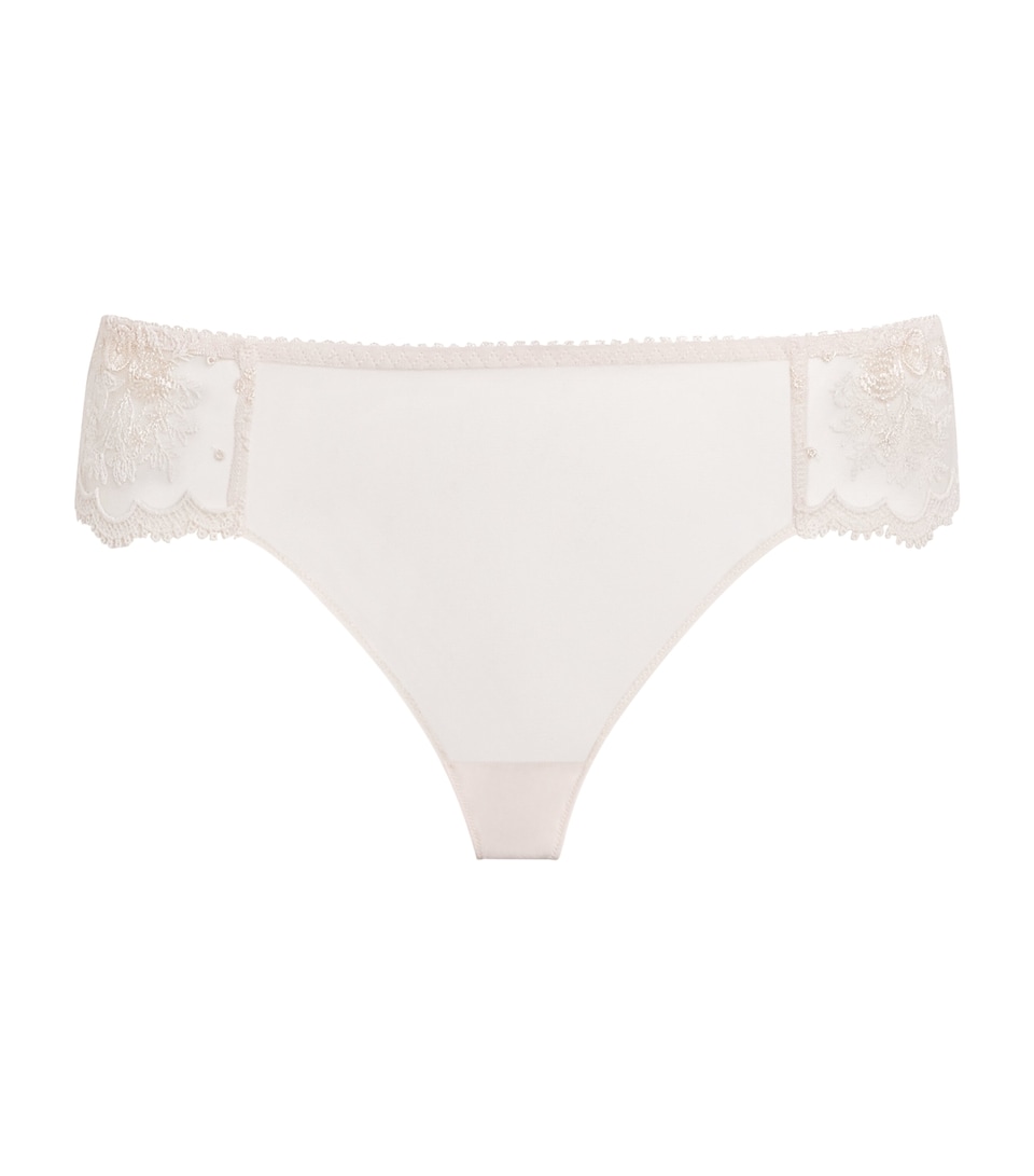 Simone Perele Womens Lace Intrigue Tanga Briefs Rose Sakura