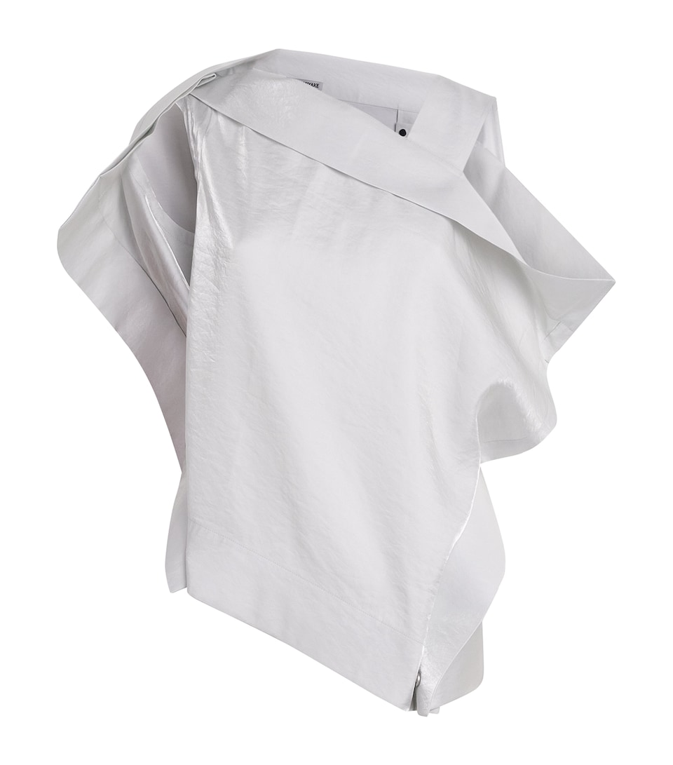 Issey Miyake Womens One-Shoulder Mercury Shirt Light Grey
