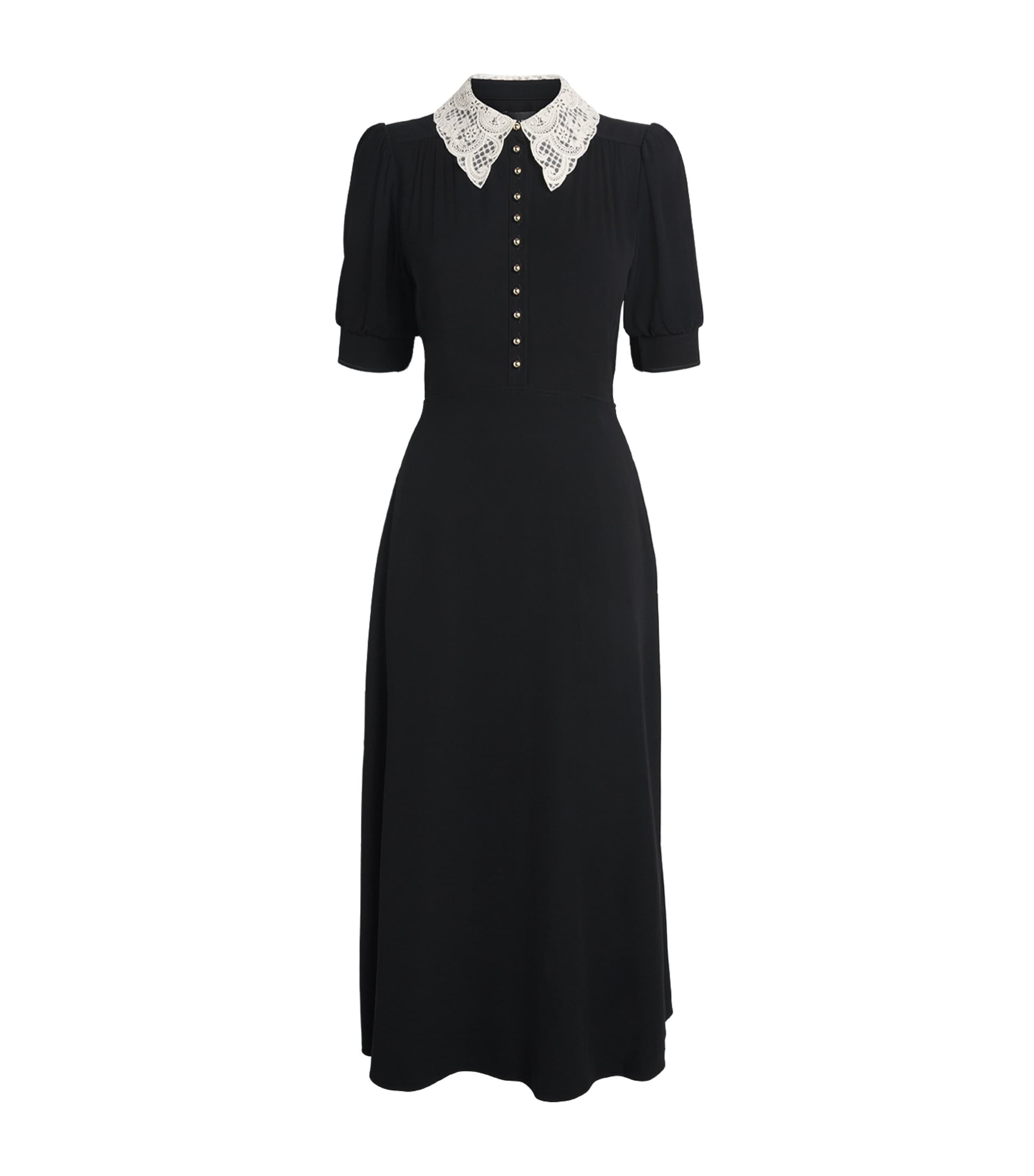 ME+EM Womens Lace-Collar Midi Dress Black