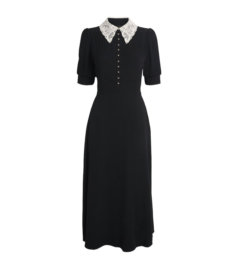 ME+EM Womens Lace-Collar Midi Dress Black