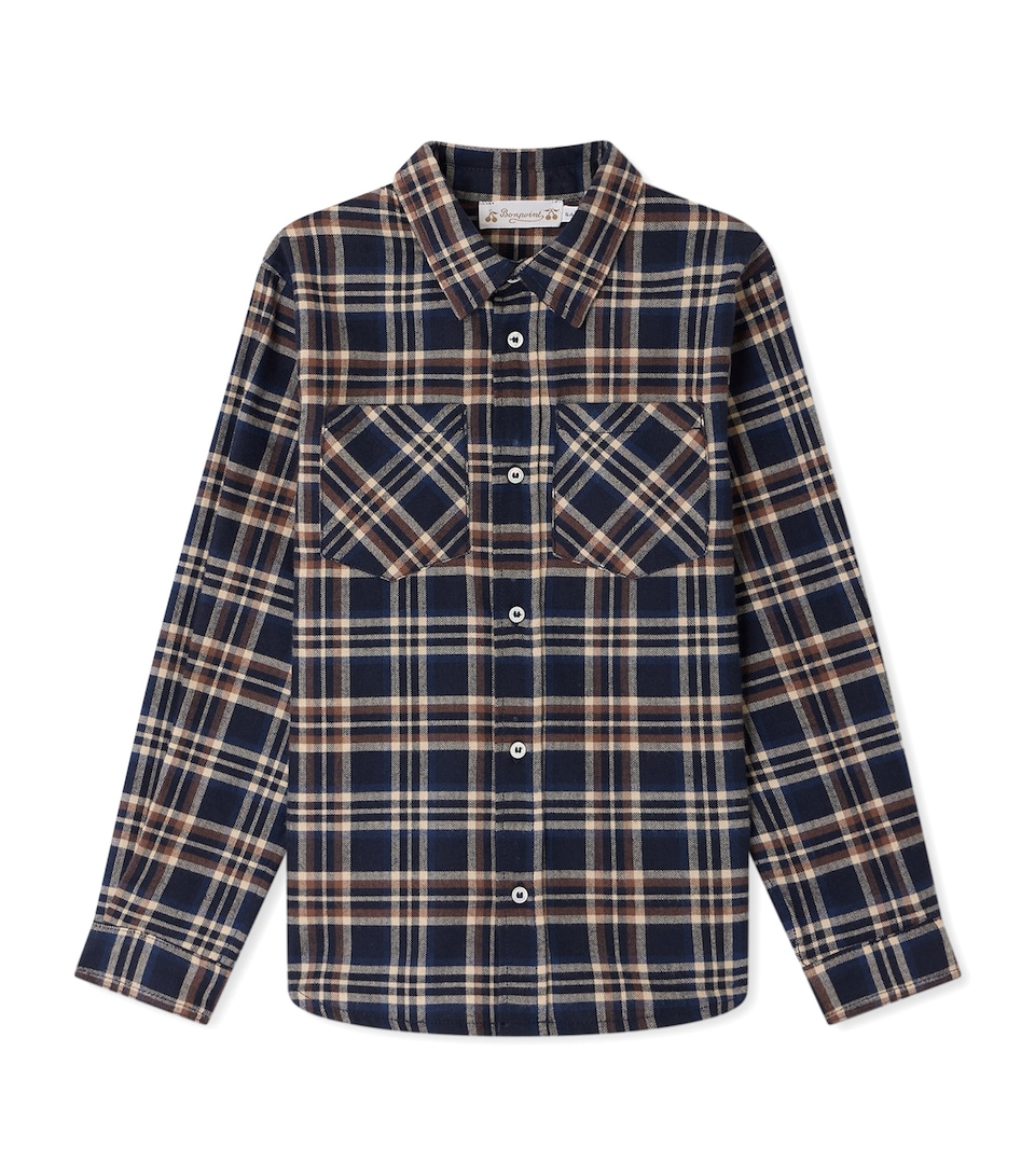 Bonpoint Cotton Check Shirt (4-8 Years) Carreaux Marine
