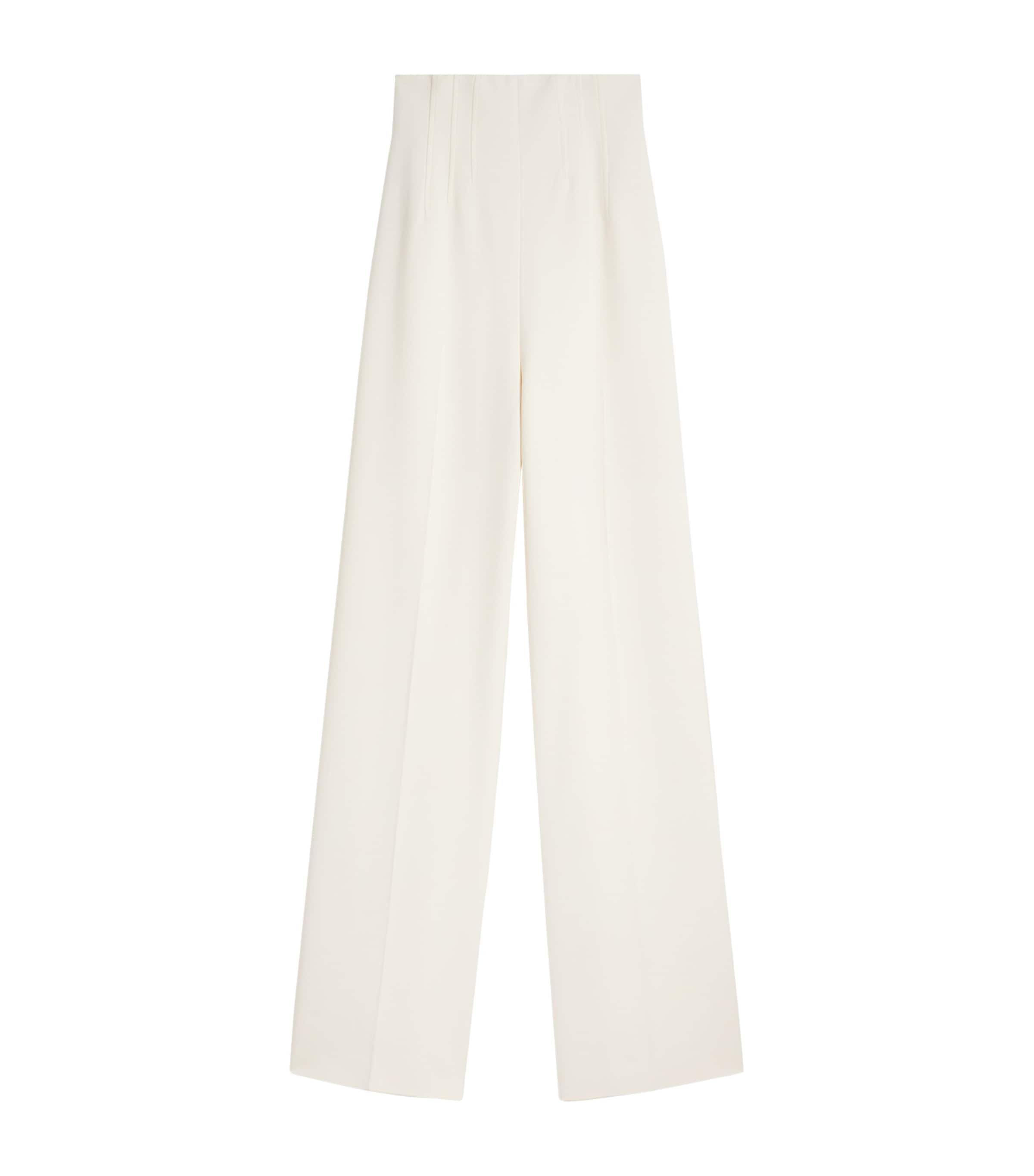 Schiaparelli Womens Silk-Wool Corset Wide-Leg Trousers Ecru