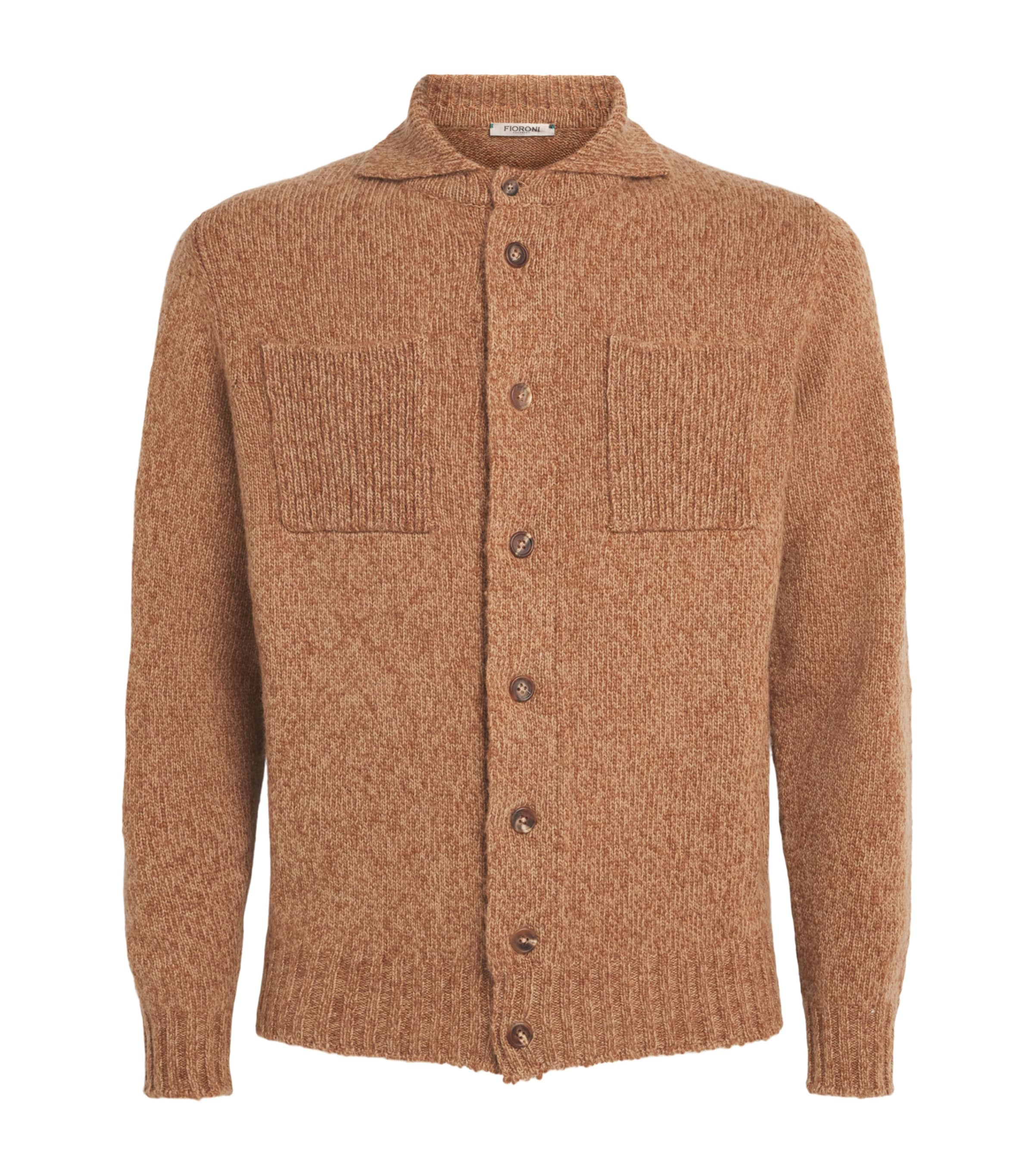 Fioroni Cashmere Mens Cashmere-Silk Mock-Neck Cardigan
