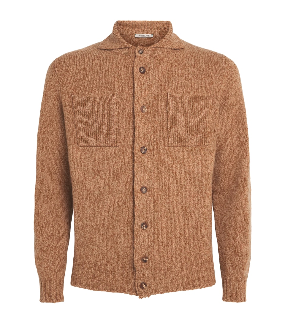 Fioroni Cashmere Mens Cashmere-Silk Mock-Neck Cardigan