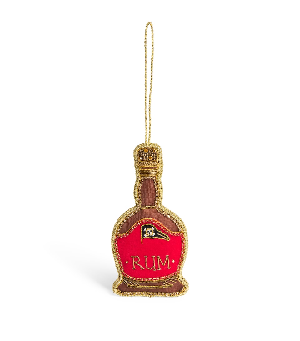 Tinker Tailor Rum Bottle Tree Decoration Red, Brown & Gold