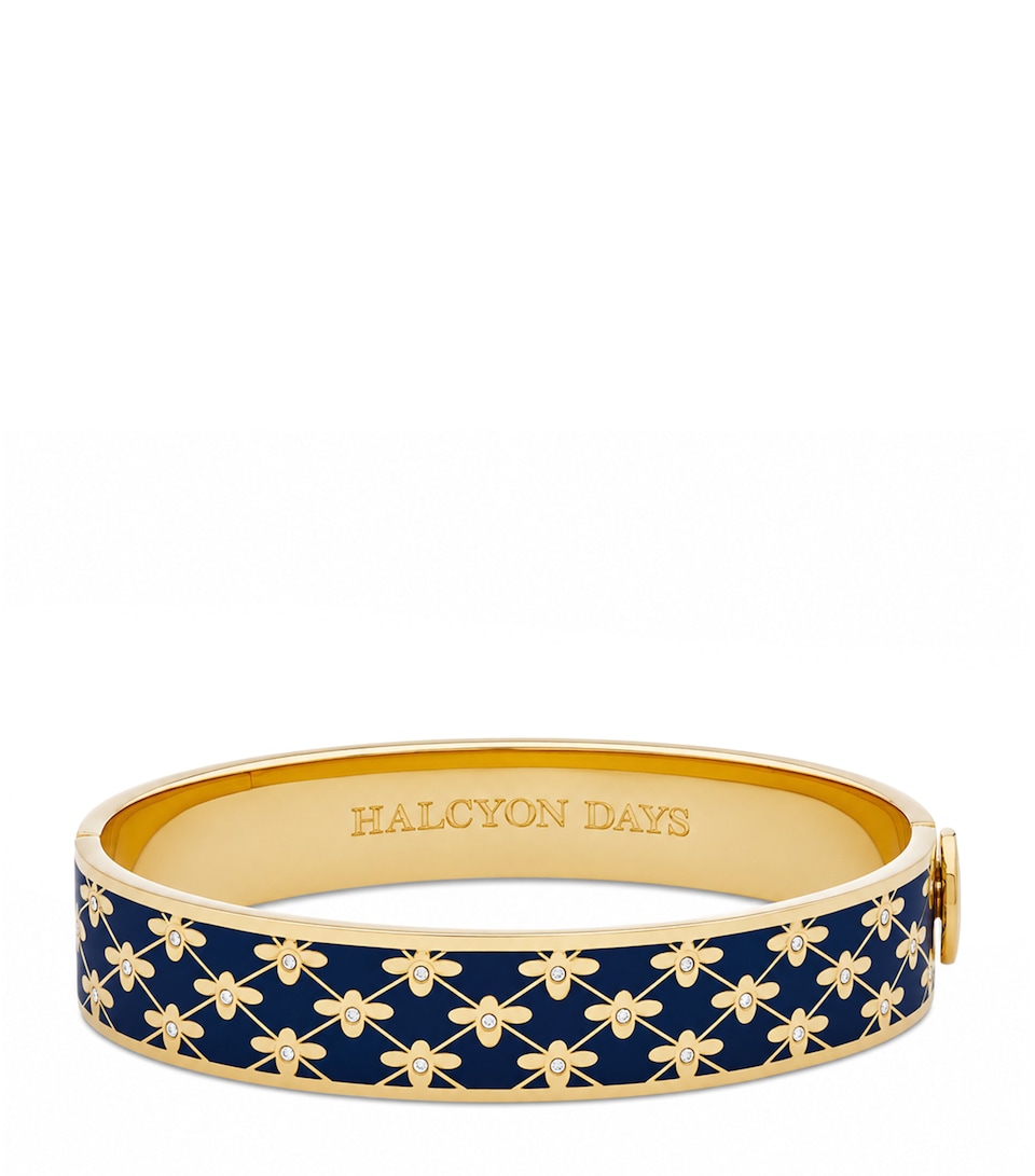Halcyon Days Gold-Plated Enamel Bee Sparkle Bangle Black