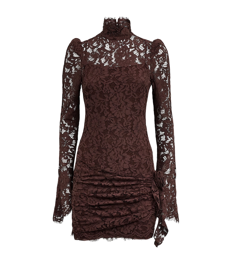 De La Vali Womens Lace Bodita Mini Dress Brown