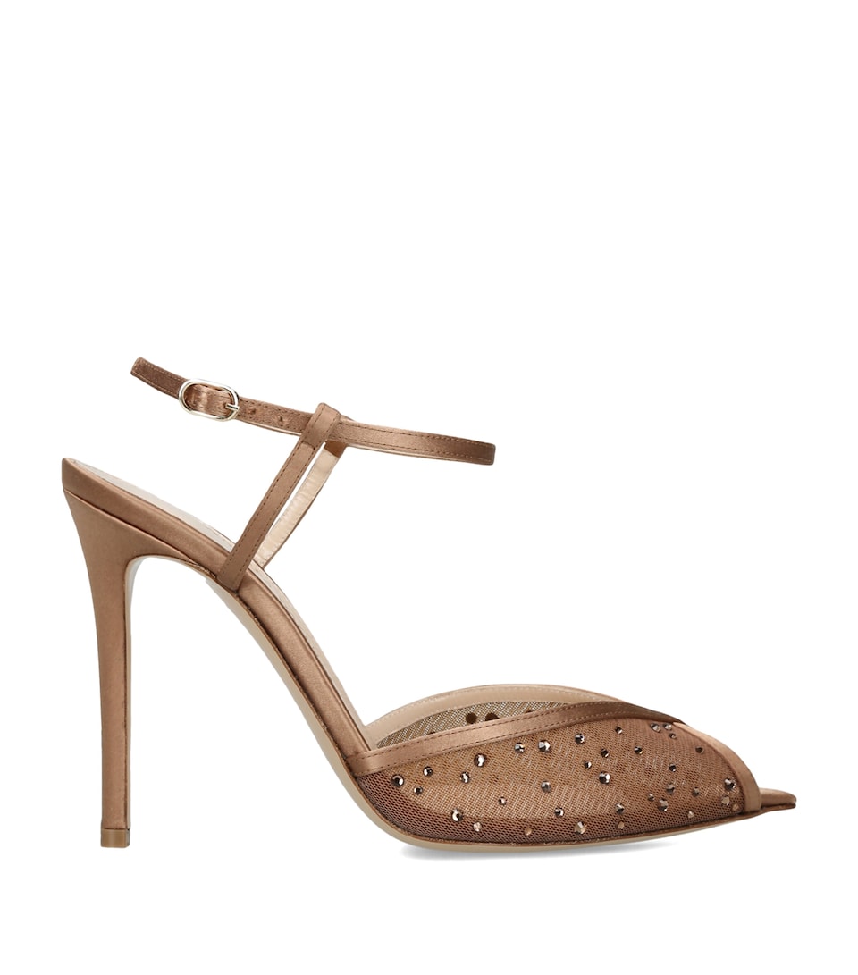 Andrea Wazen Mesh Katy Glitz Pumps 105 Mid Brown