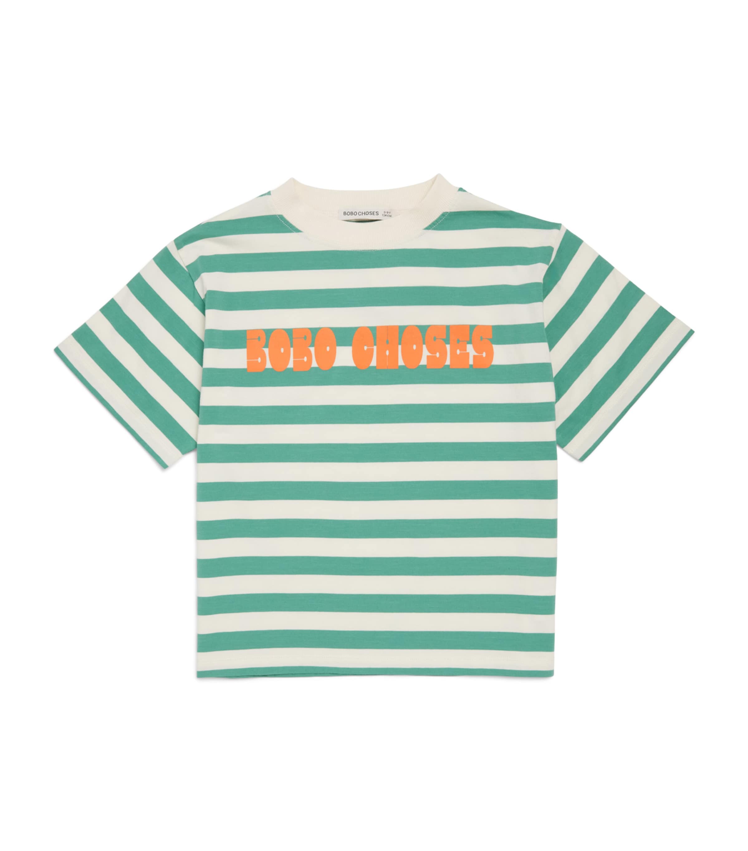 Bobo Choses Cotton Stripe Logo T-Shirt (8-9 Years) Offwhite