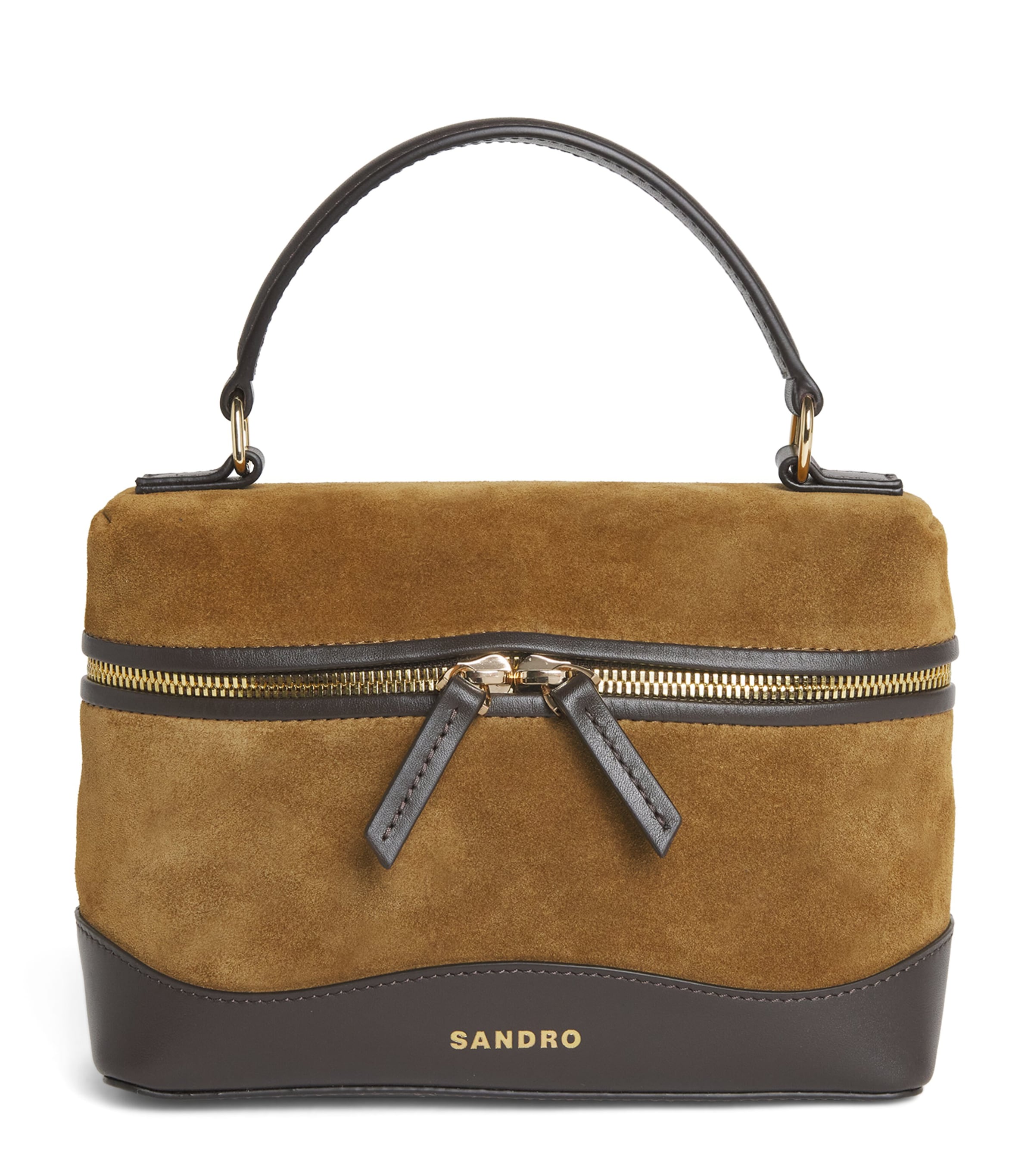 Sandro Paris Suede Tangolino Vanity Bag Camel