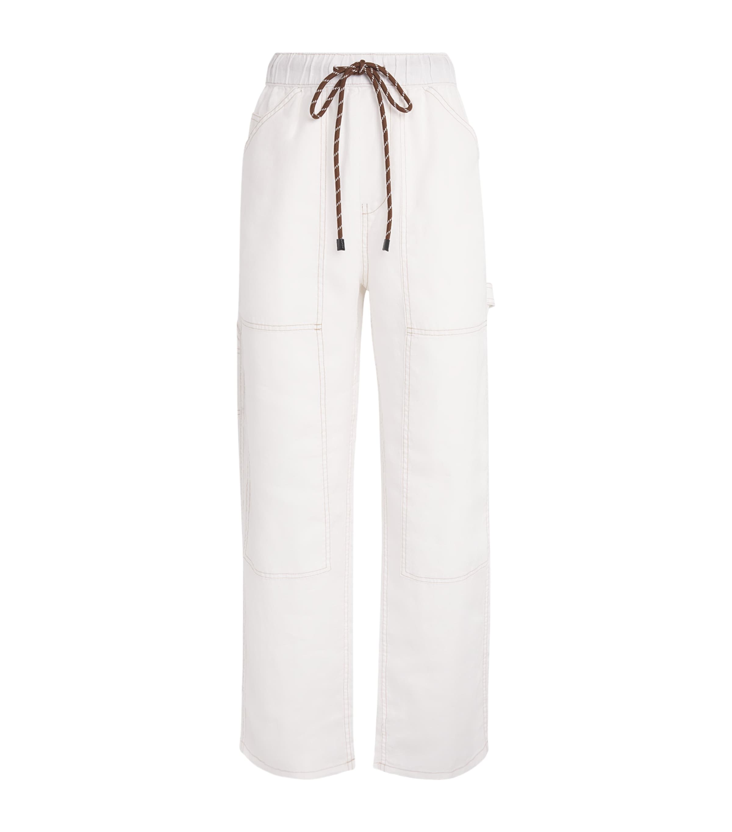 Rag & Bone Womens Linen Atlas Wide-Leg Trousers White