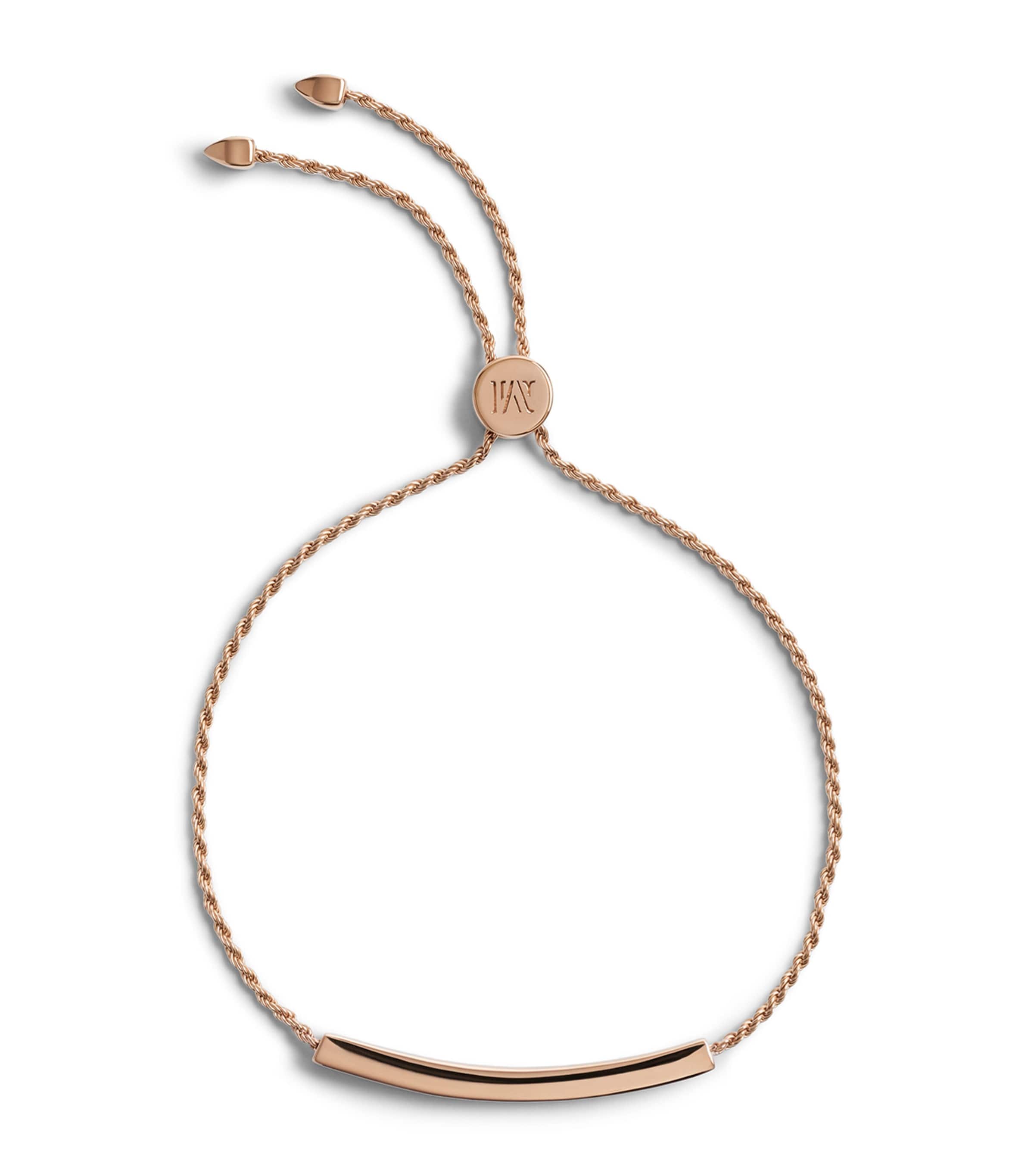 Monica Vinader Rose Gold Vermeil and Diamond Pavé Linear Friendship Bracelet Rose Gold/diamond