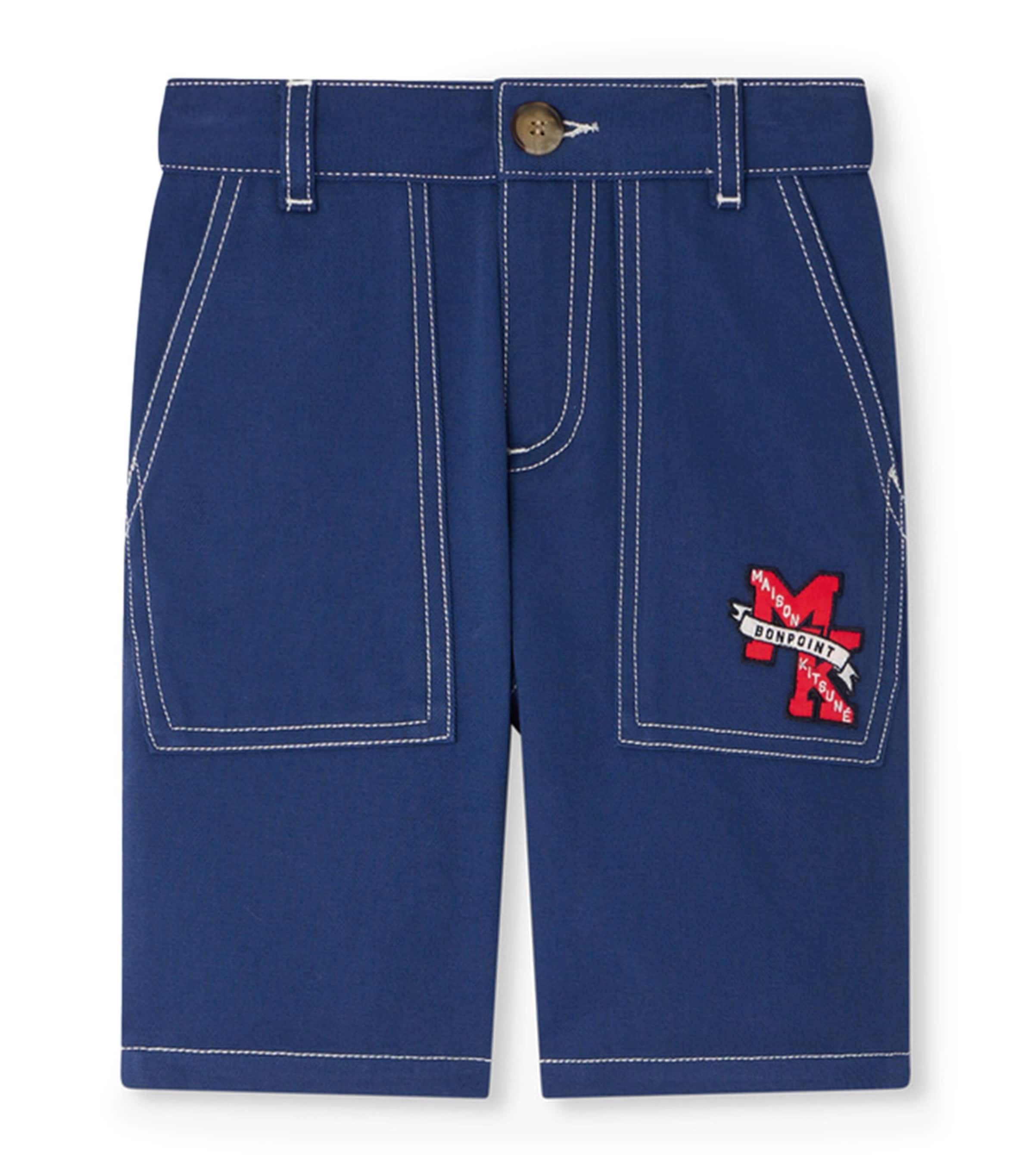Bonpoint x Maison Kitsuné Denim Elzo Shorts (4-14 Years) Bleu De Prusse