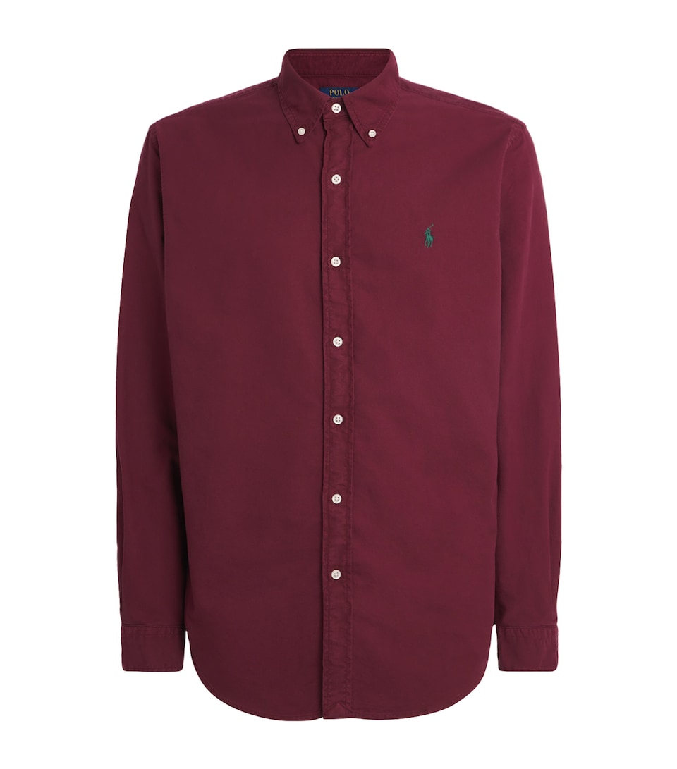 Polo Ralph Lauren Mens Garment-Dyed Oxford Shirt Classic Wine