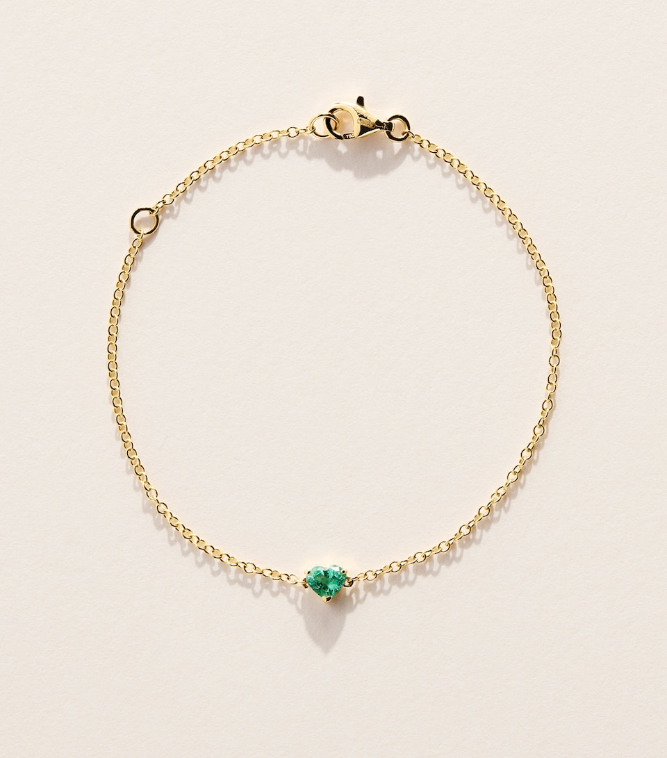 SHAY Yellow Gold and Emerald Baby Heart Bracelet Yellow Gold