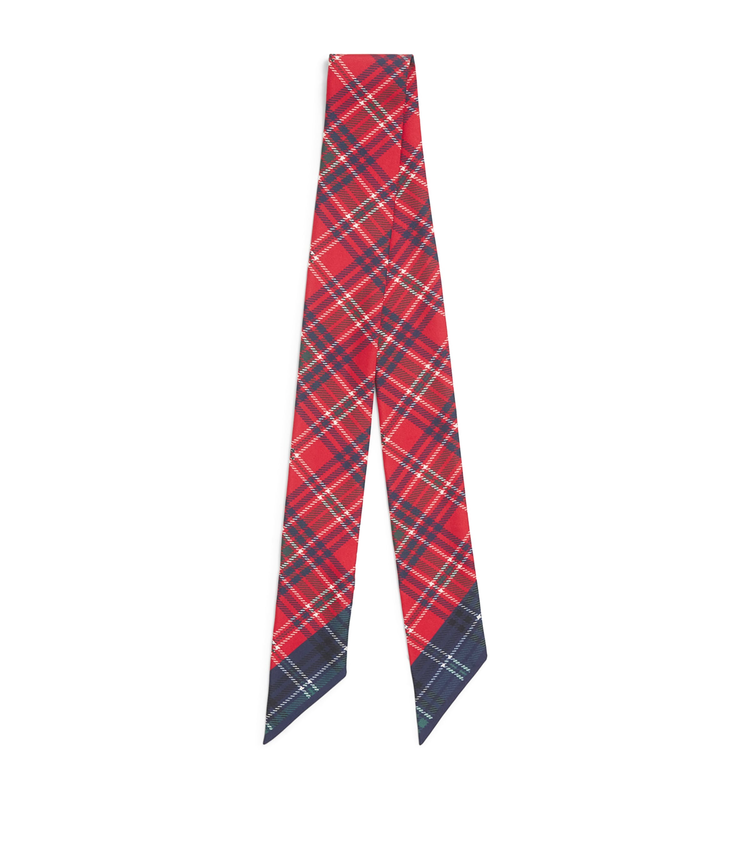 Harrods Silk Tartan Scarf Navy