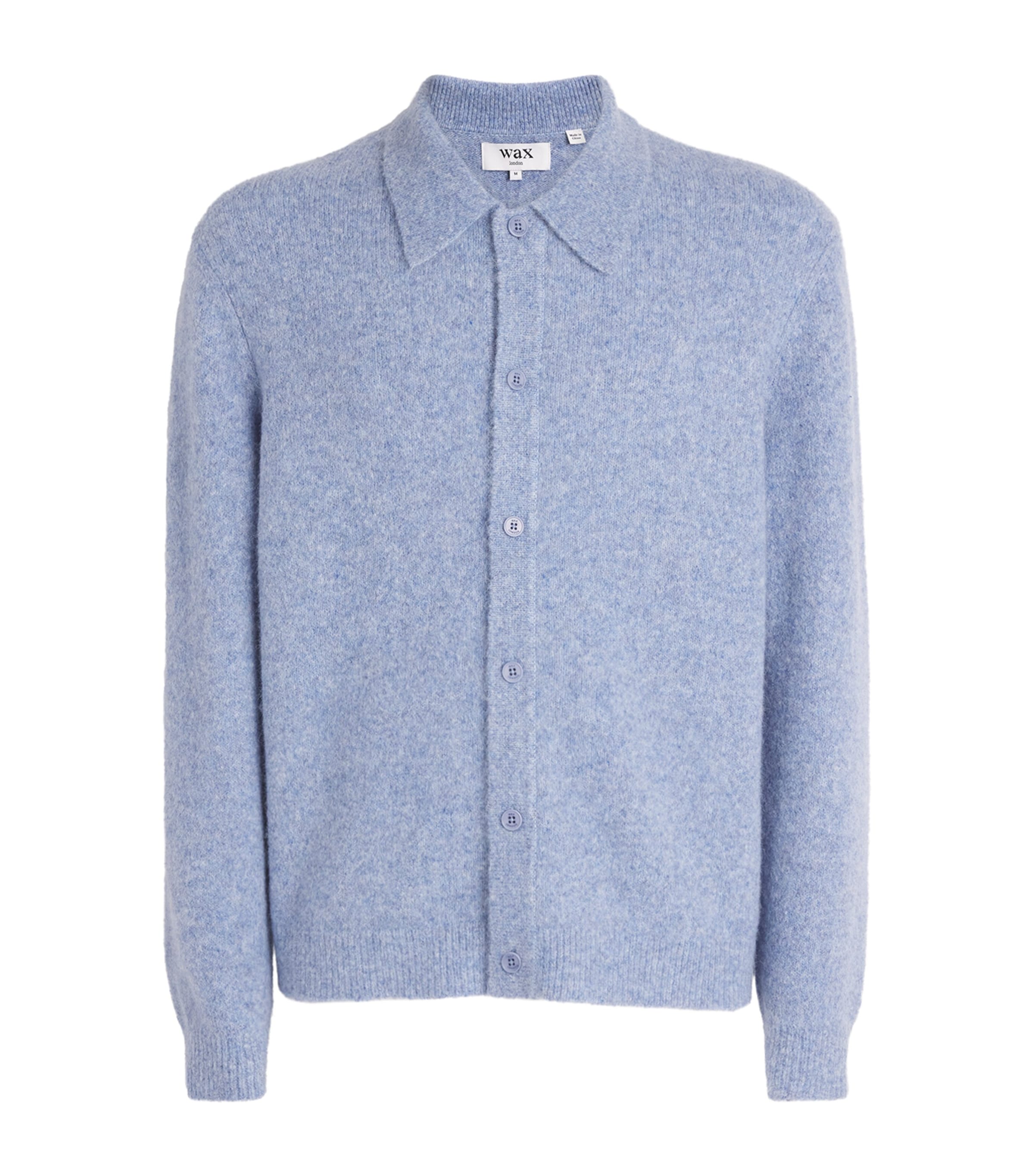 Wax London Mens Wool-Blend Tristan Cardigan Pale Blue