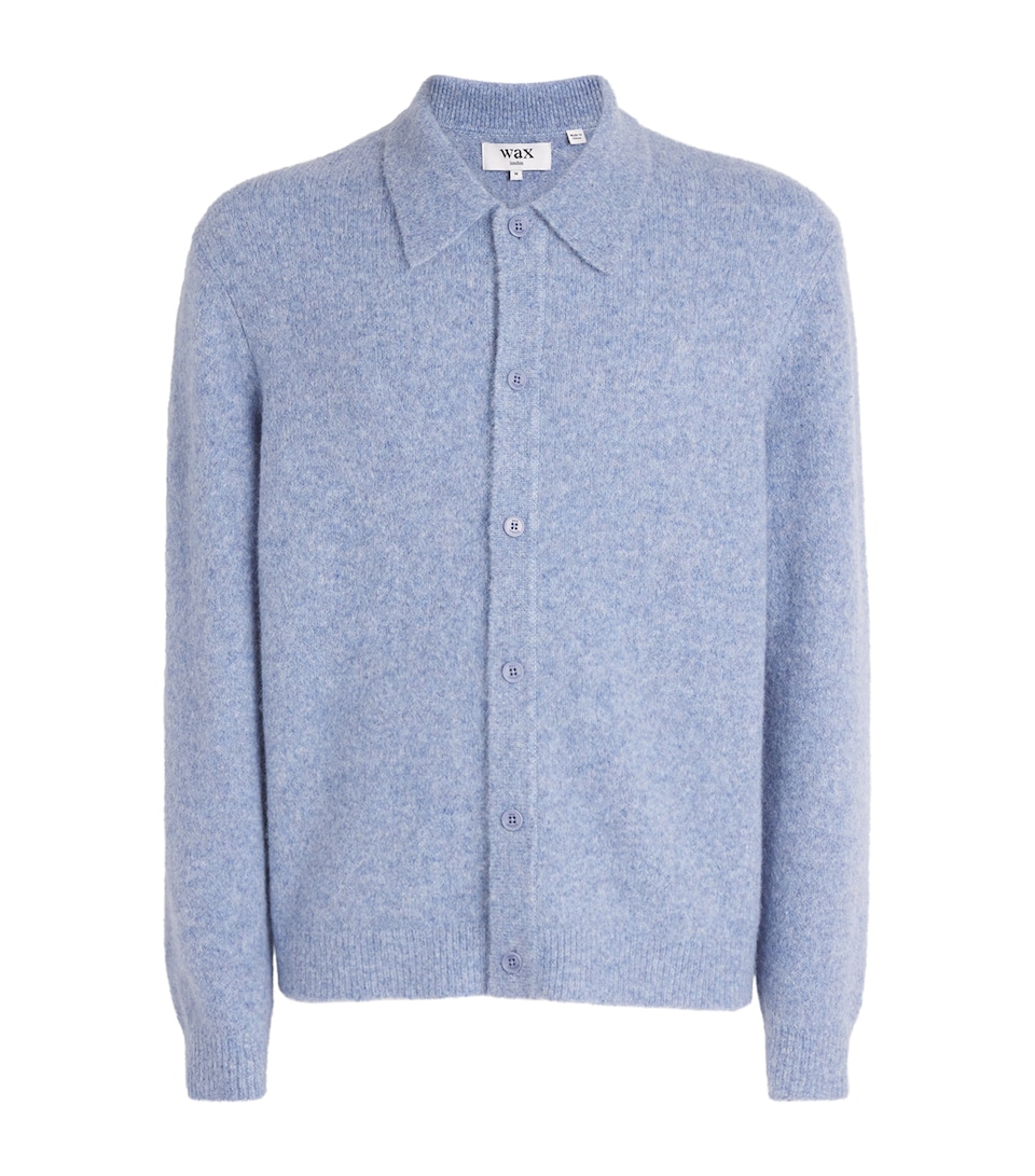Wax London Mens Wool-Blend Tristan Cardigan Pale Blue