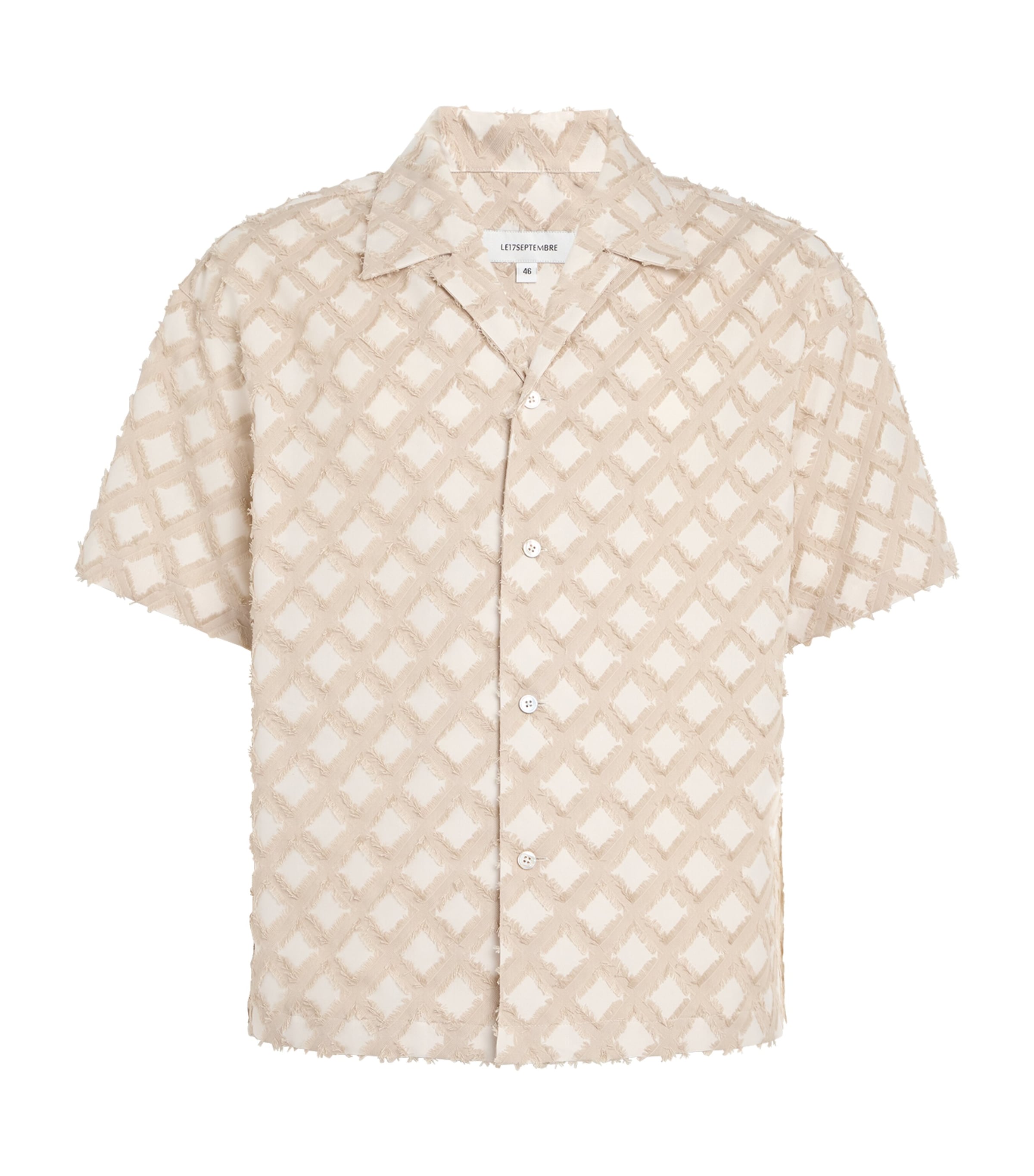 Le 17 Septembre Mens Jacquard Argyle Shirt Ivory