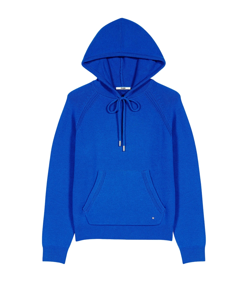 Maje Womens Wool-Blend Hoodie Blue