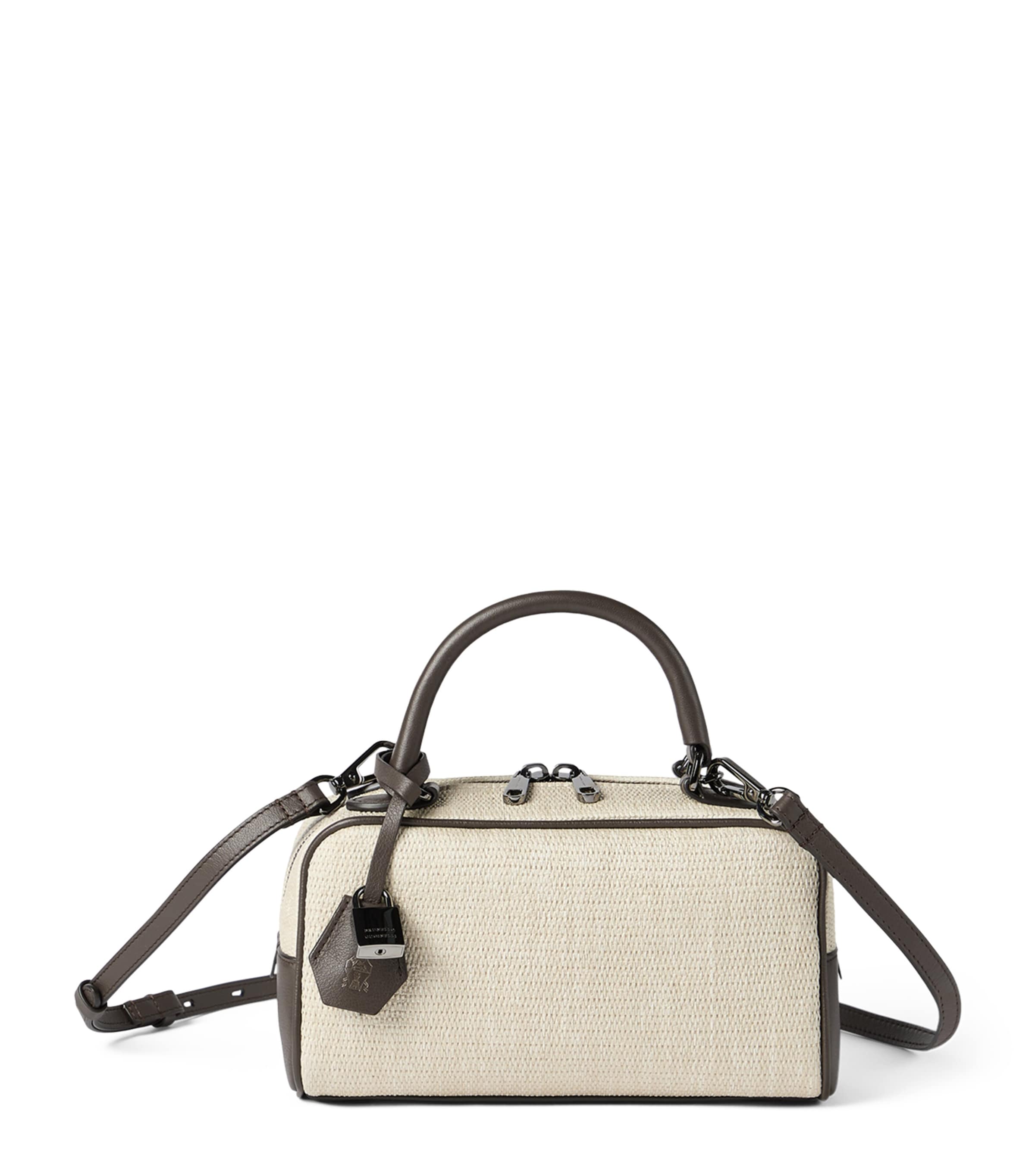 Brunello Cucinelli Small Woven Explorer Boston Top-Handle Bag