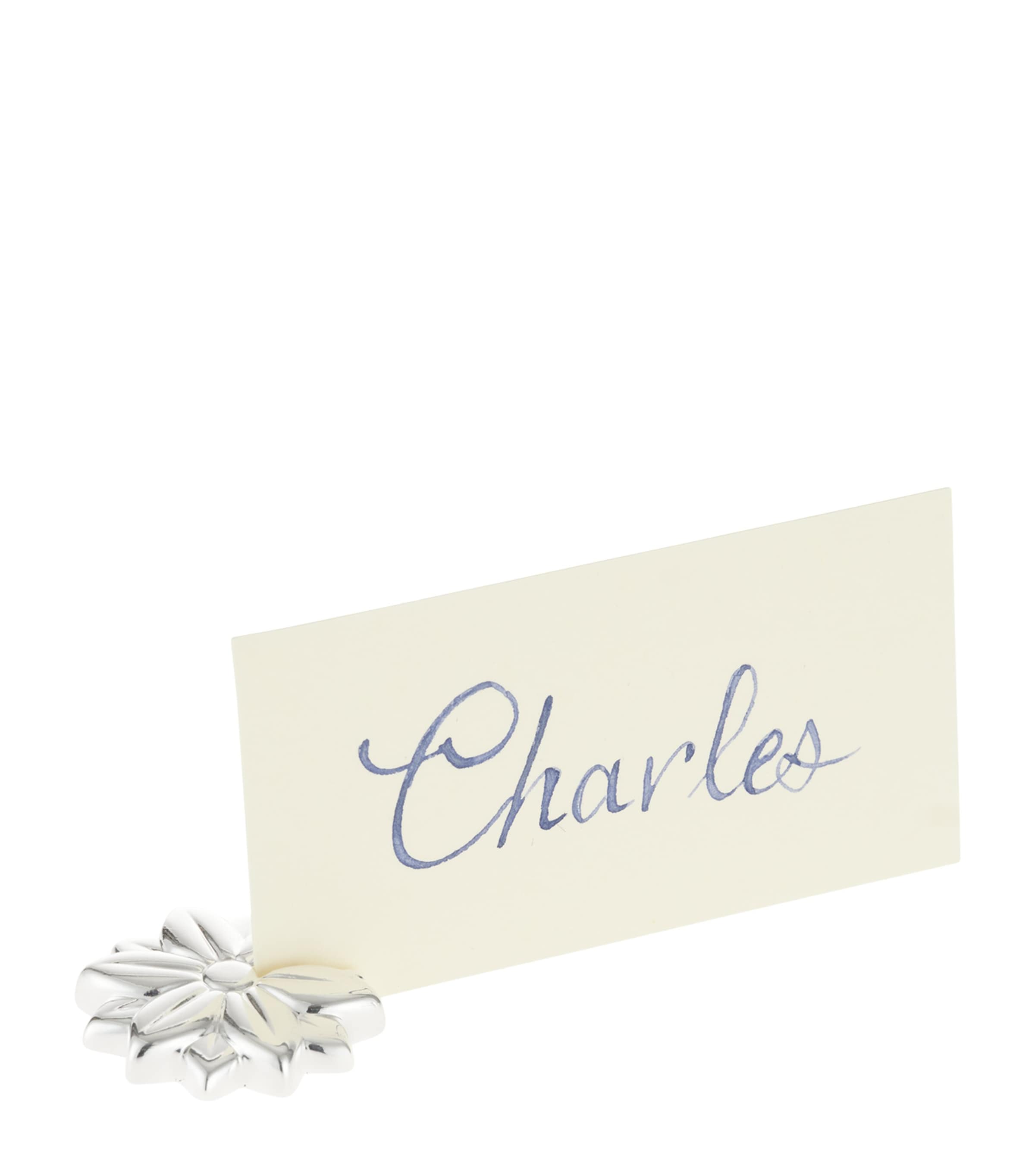 Christofle Set of 2 Silver-Plated Placecard Holders Silver